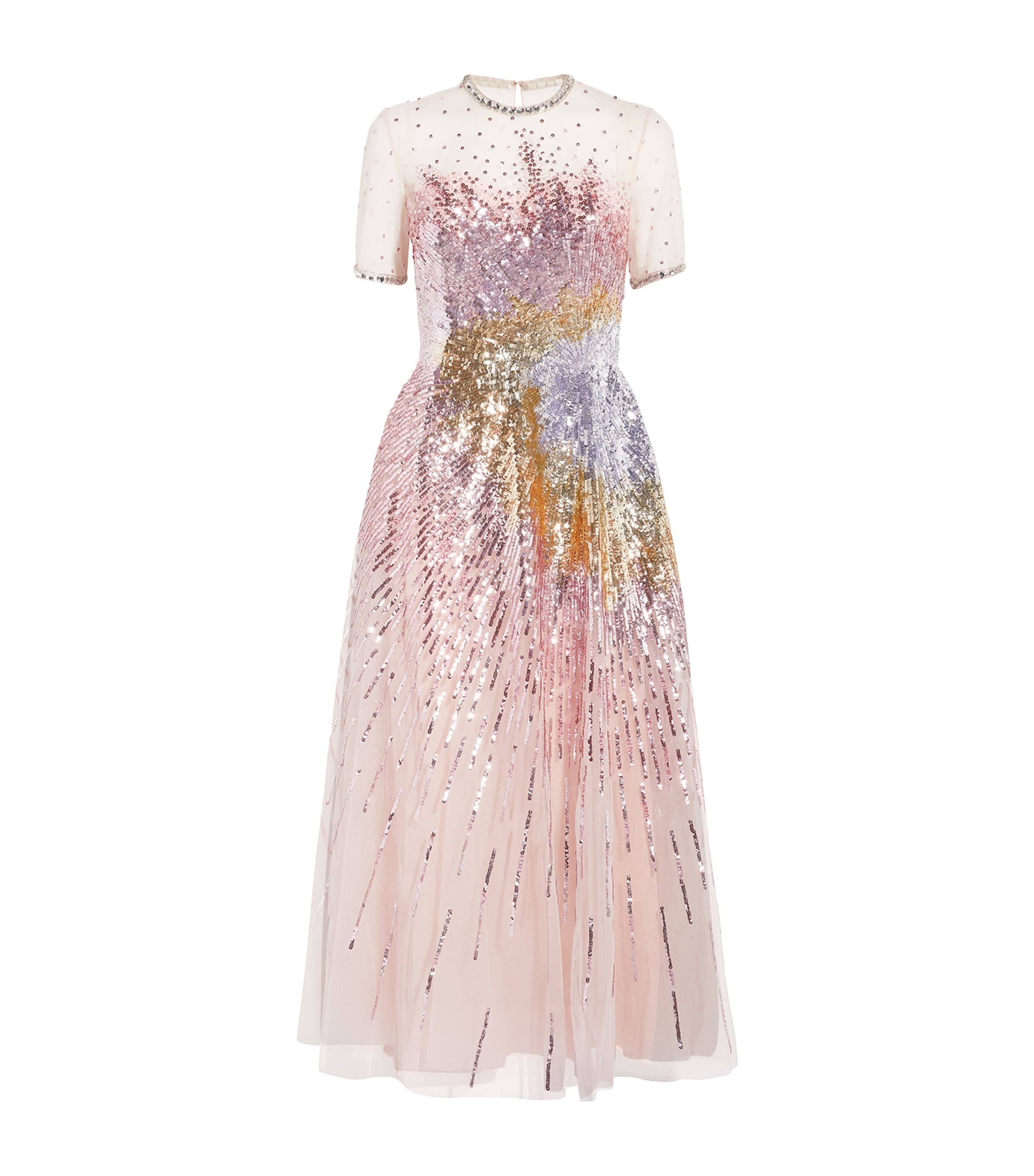 Shop Georges Hobeika Sequin-embellished Midi Dress In Pink