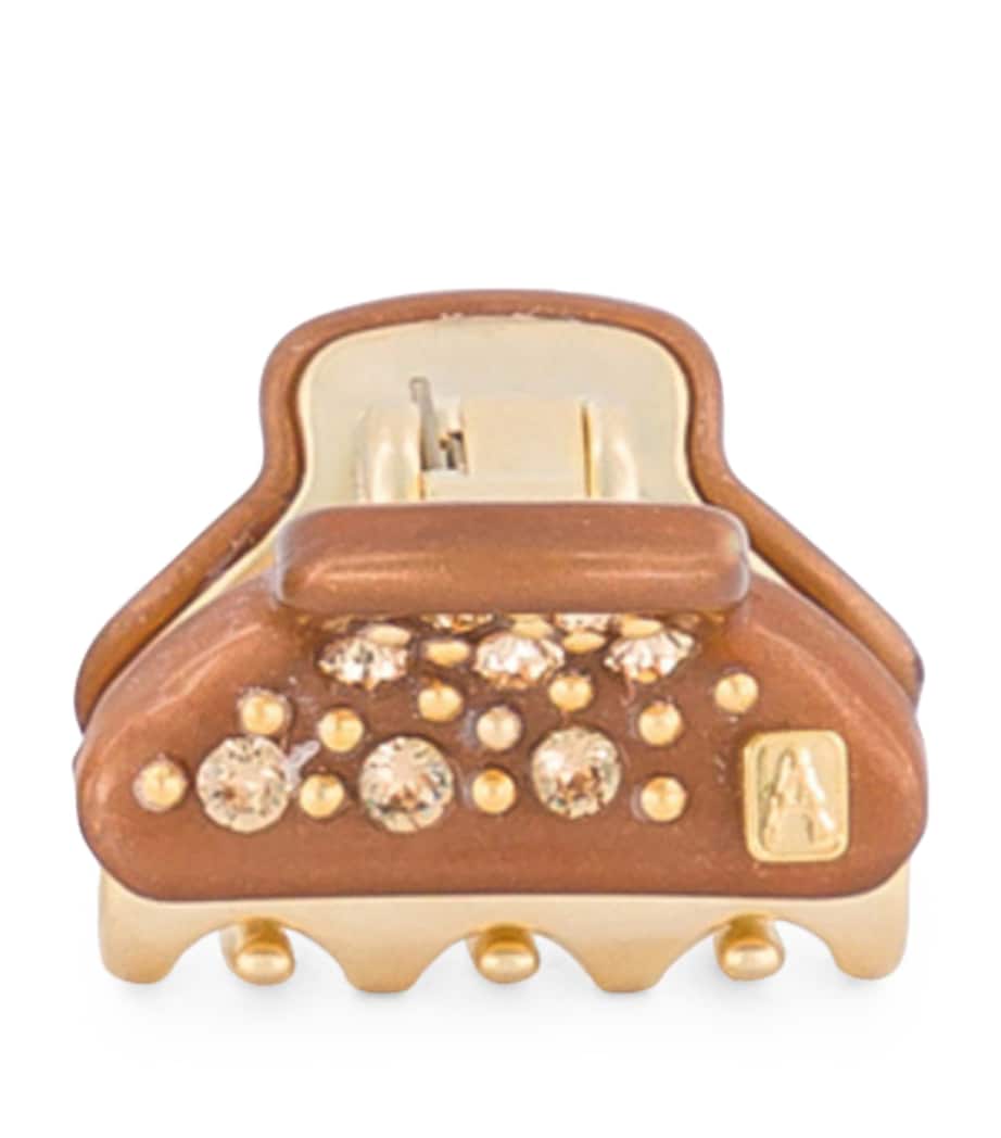 Gold-Plated Mini Claw Hair Clip X4- PAIL BRUN/OR Image 1