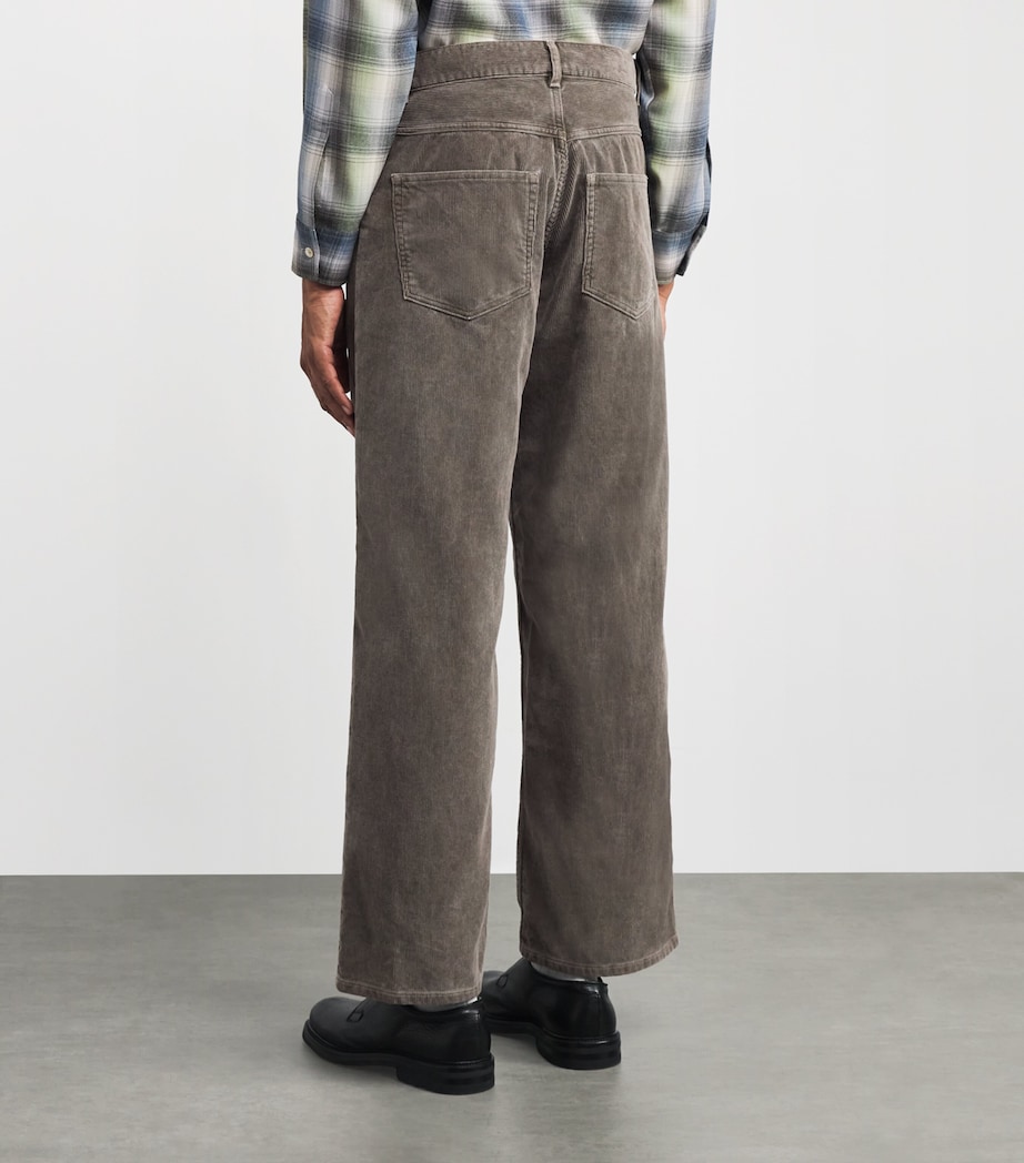 Corduroy Wide-Leg Jeans OLIVE BROWN Image 4