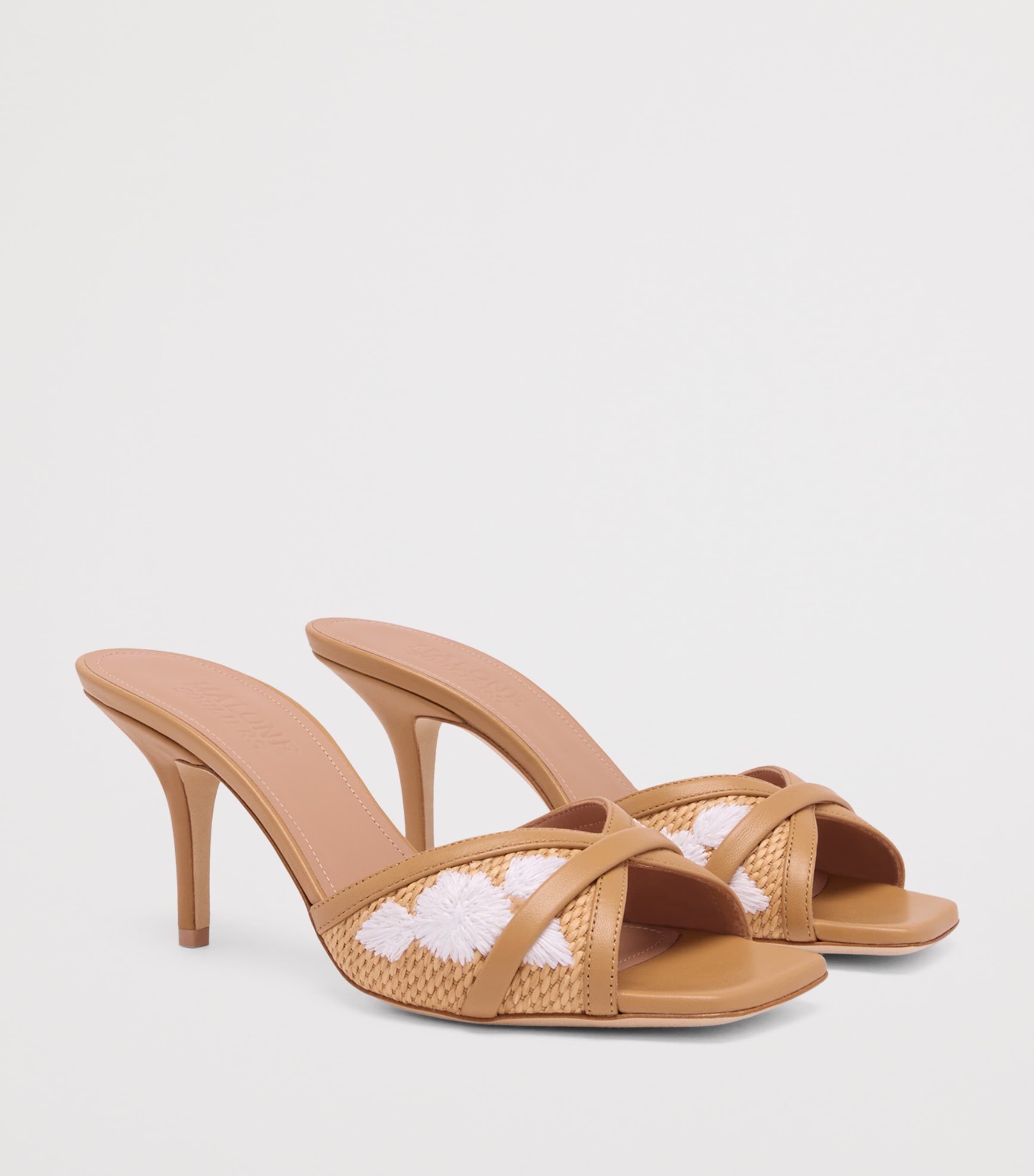 Raffia Perla Heeled Sandals 70 CAMEL Image 3