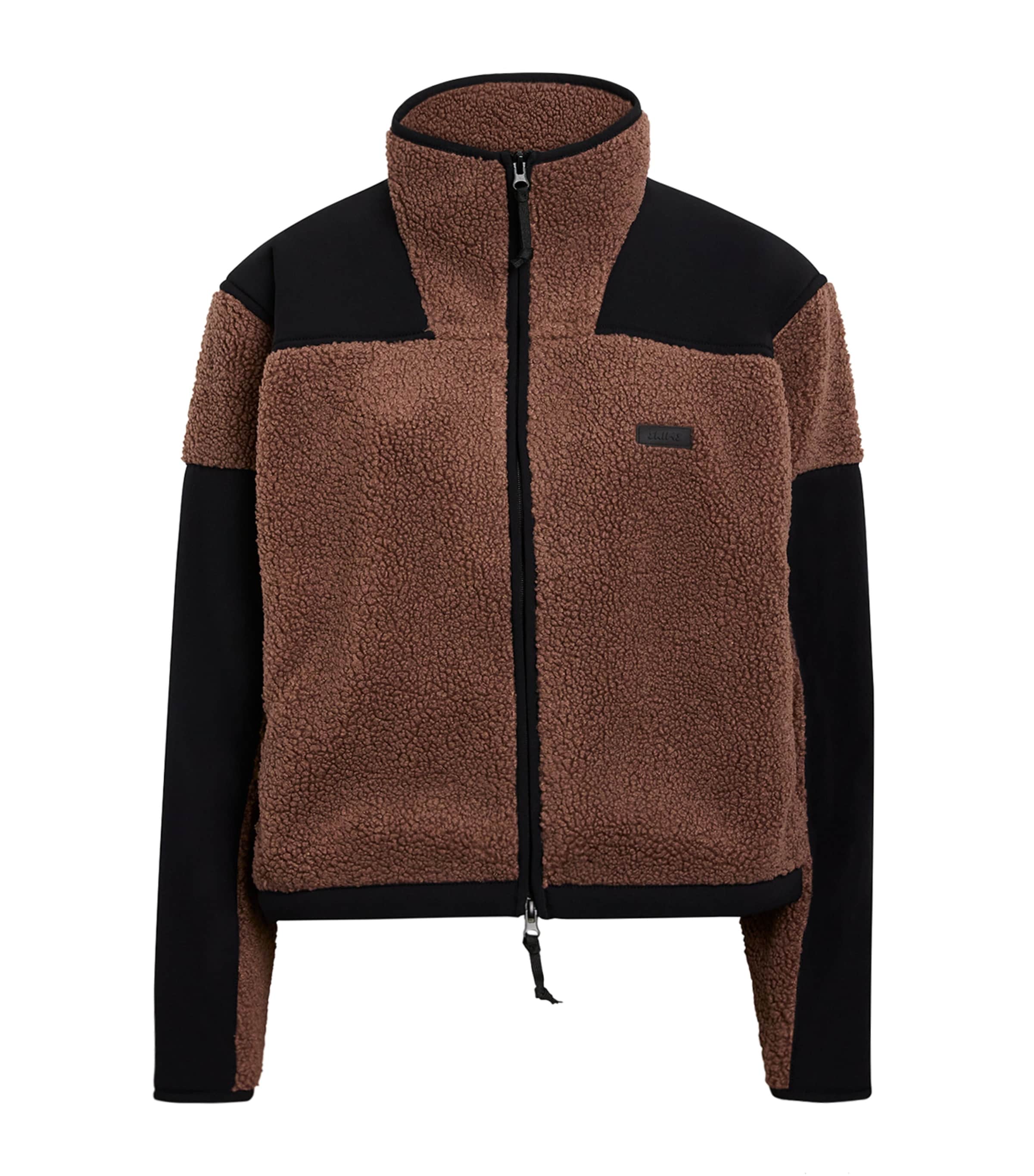 Skims Teddy Boxy Zip-up Jacket In Brown