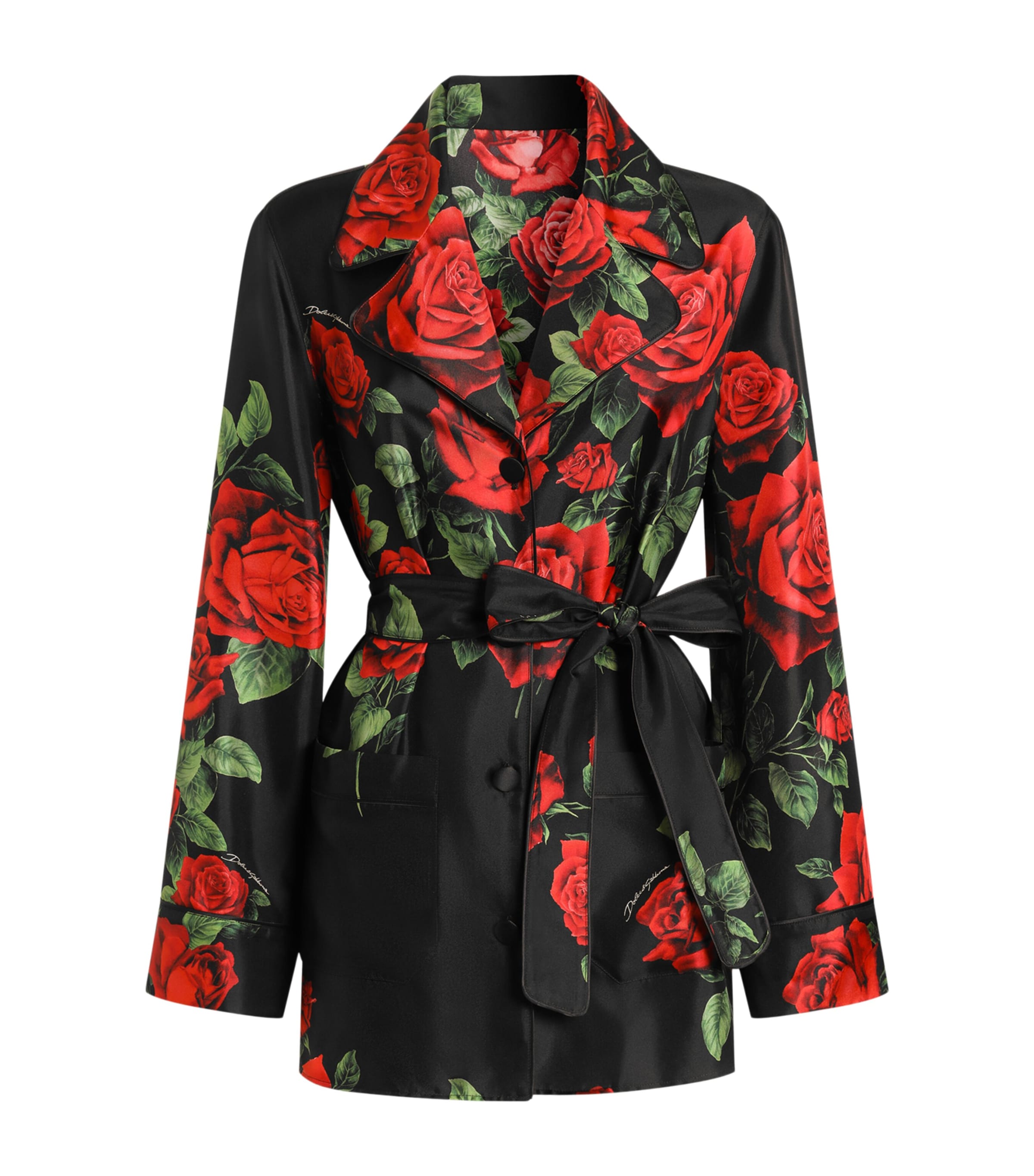 Dolce&Gabbana Womens Silk Logo Pyjama-Style Shirt Rose Rosse F Image 1