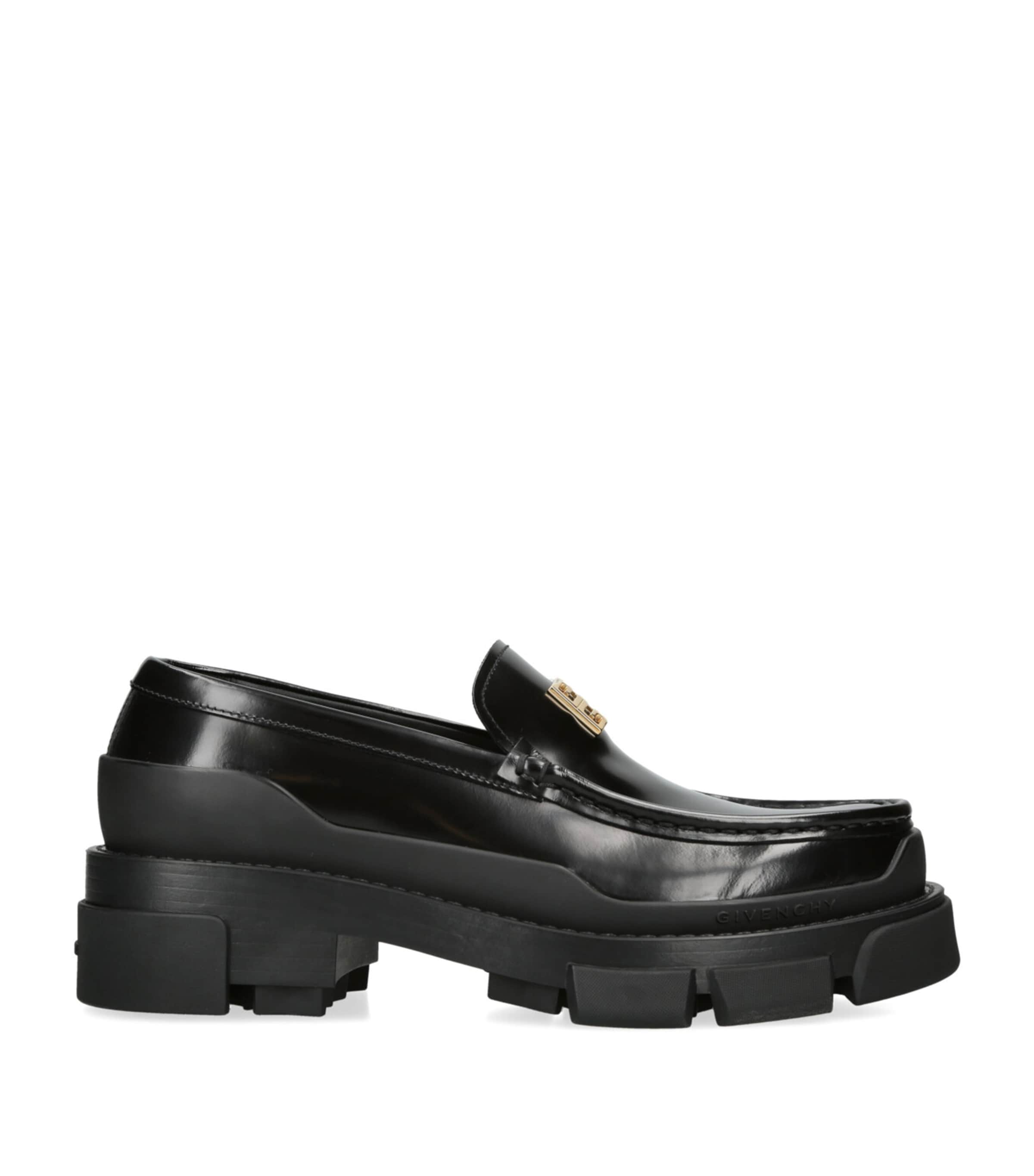 Givenchy Leather Terra Loafers With Front Monogram In Black