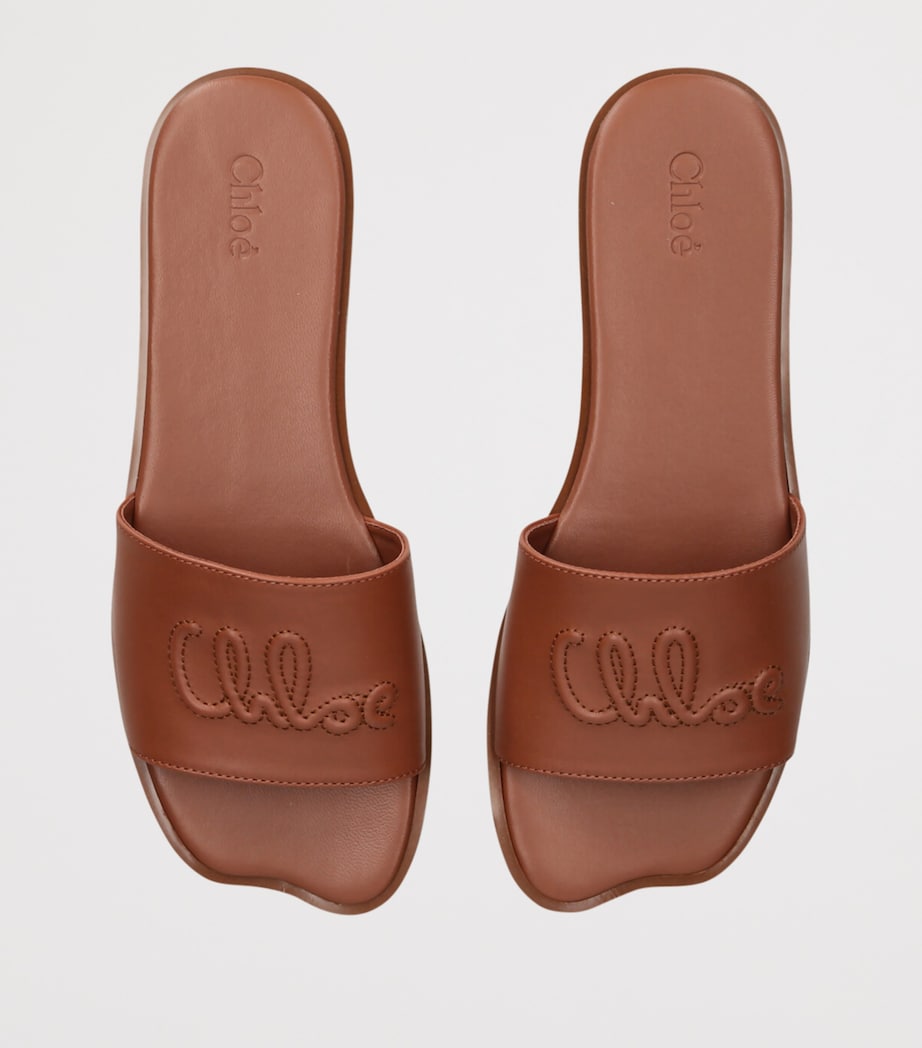 Leather Soleil Flat Sandals BROWN Image 4