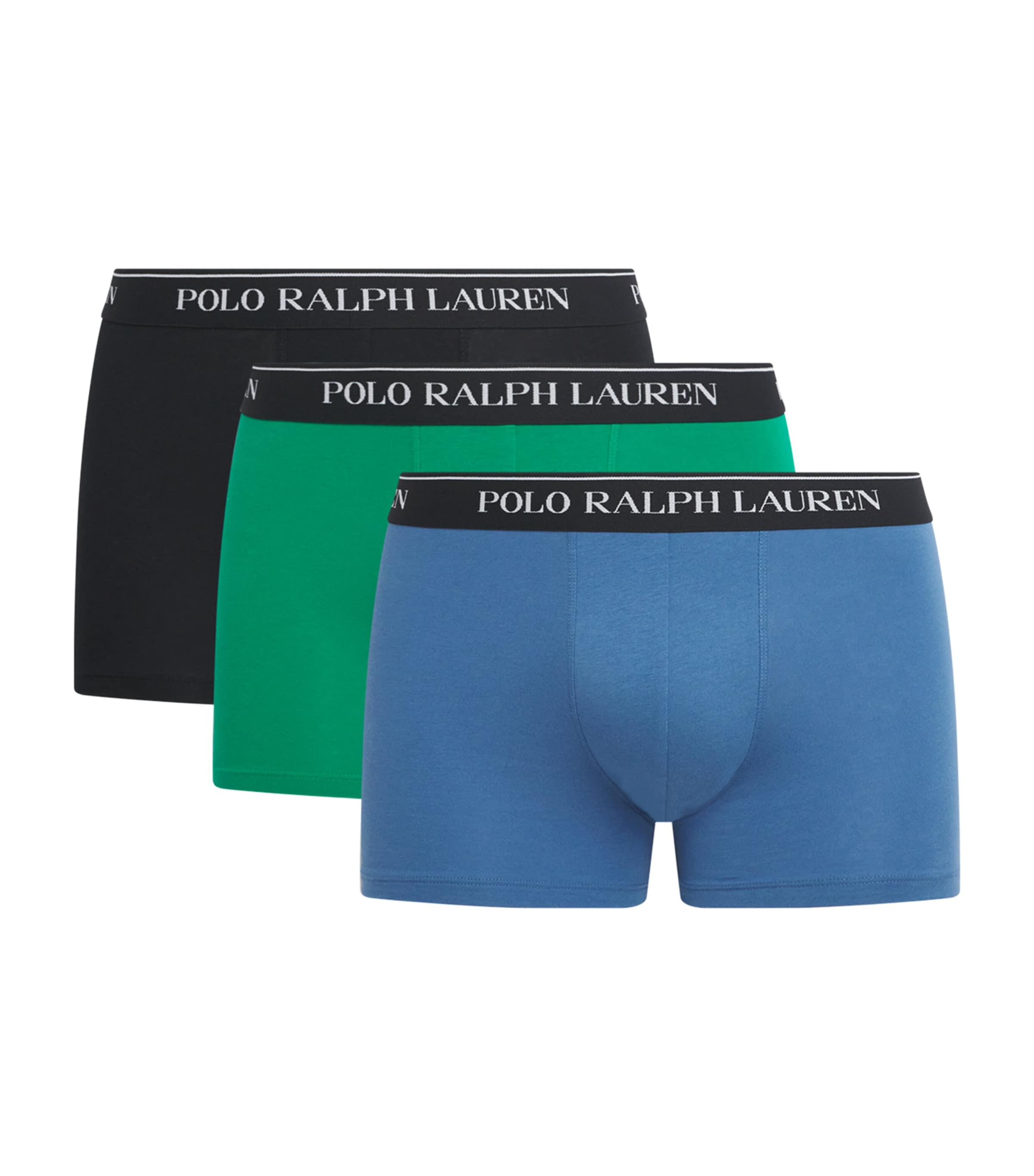 Stretch-Cotton Classic Trunks (Pack of 3) BLUE/ GREEN/BLACK Image 1