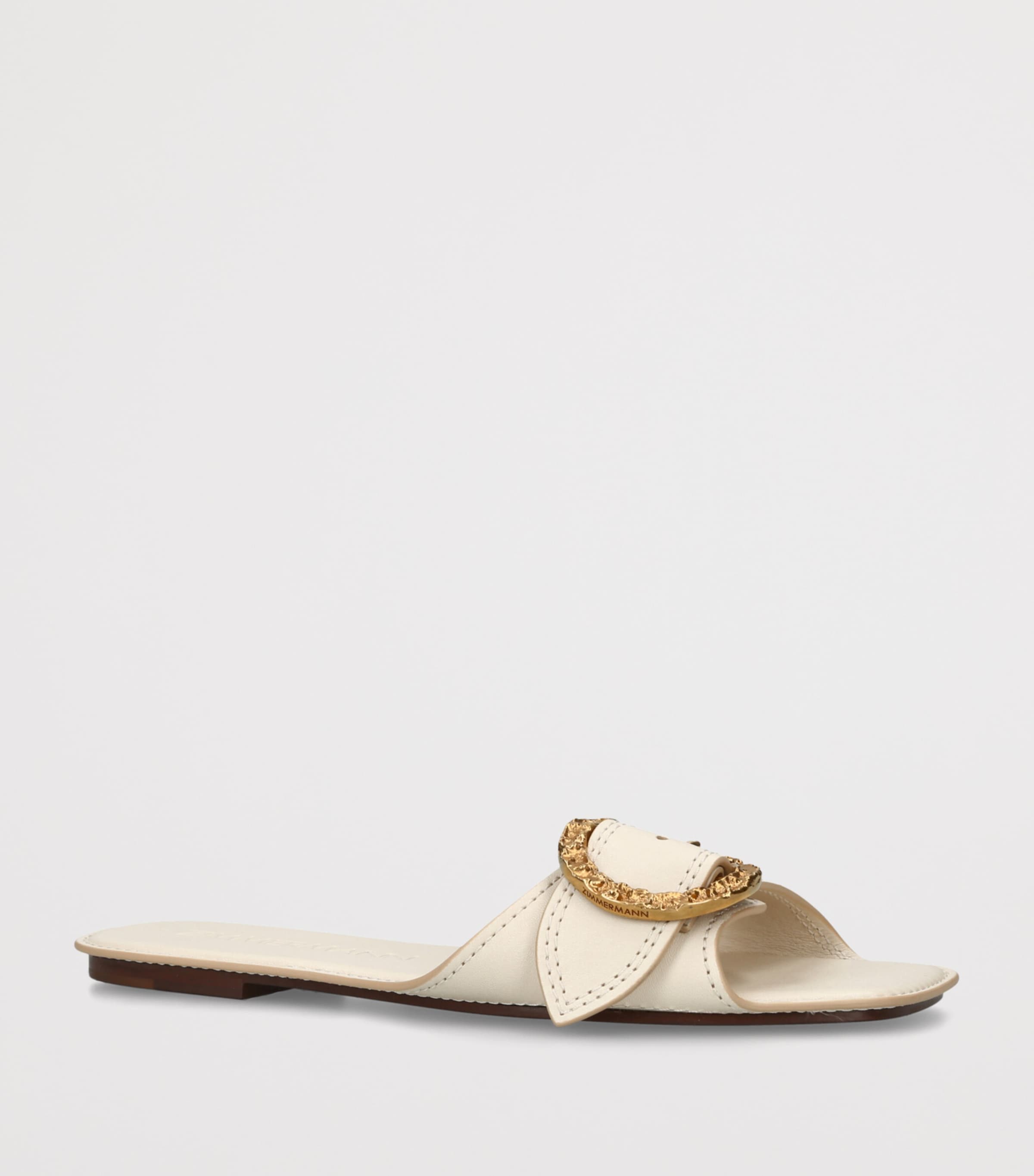 Zimmermann Leather Solena Slides Bone Image 2