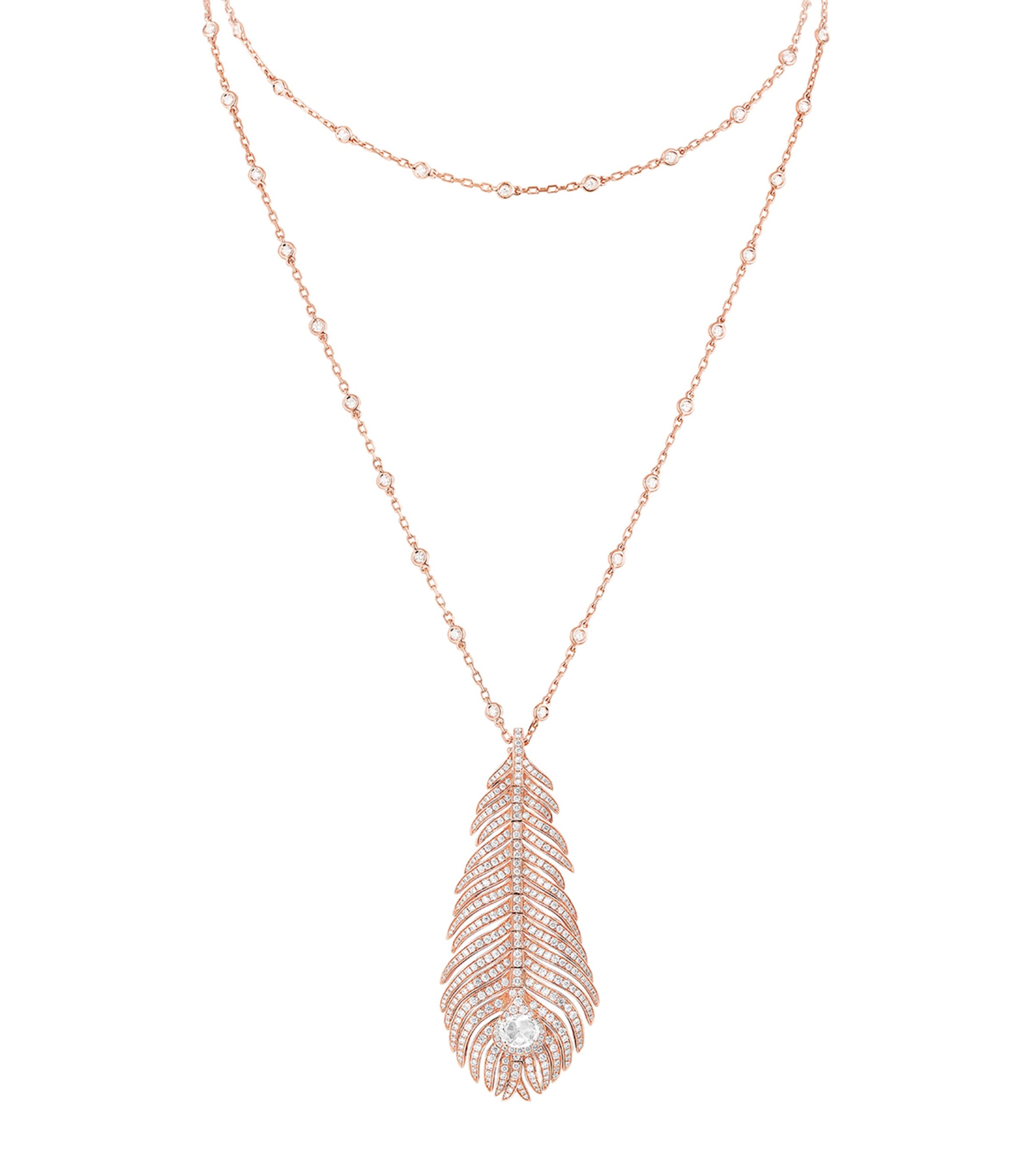 Rose Gold and Diamond Plume de Paon Necklace ROSE GOLD Image 3
