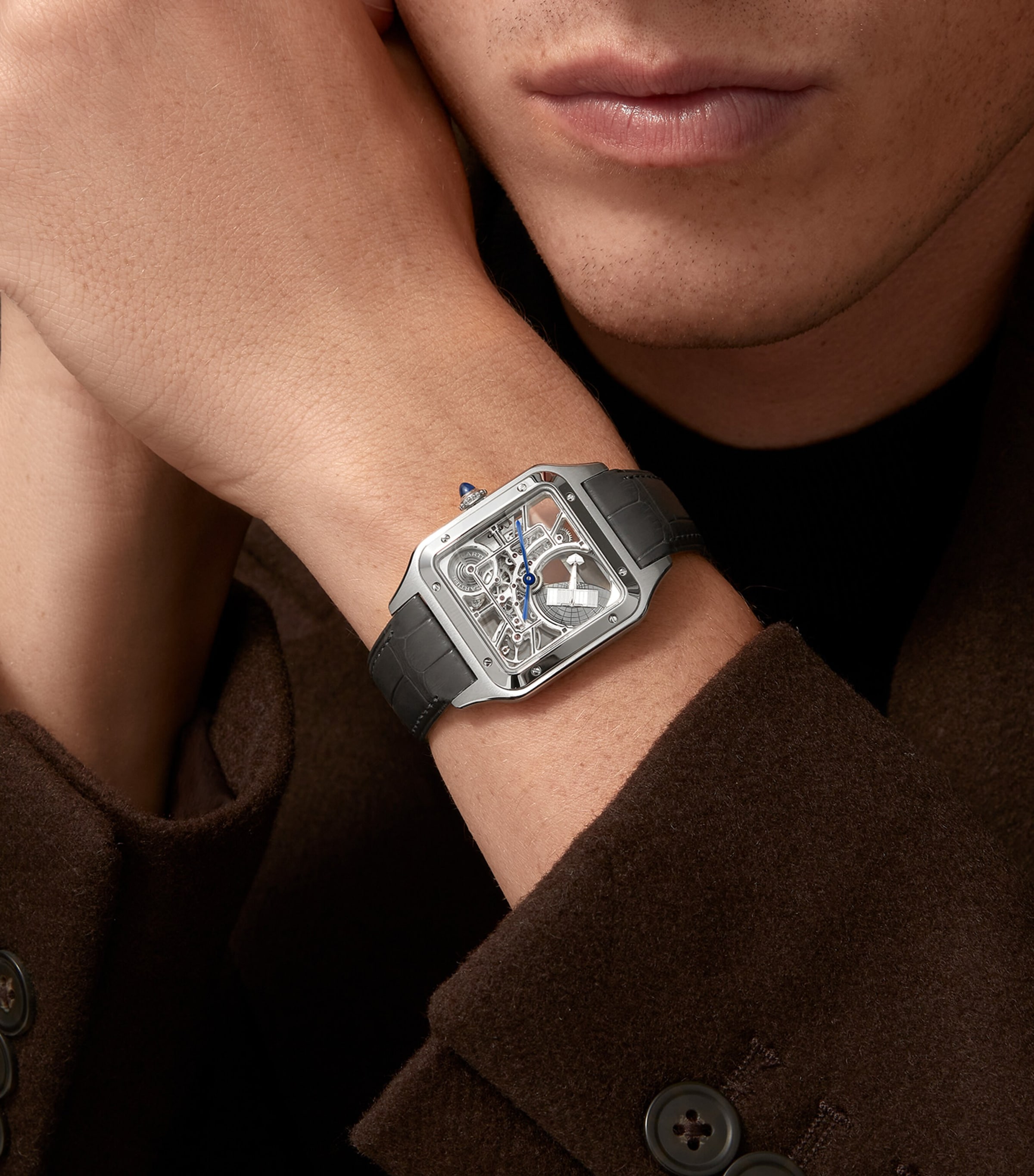 Cartier Stainless Steel Santos-Dumont Skeleton Watch 31mm Steel Image 9