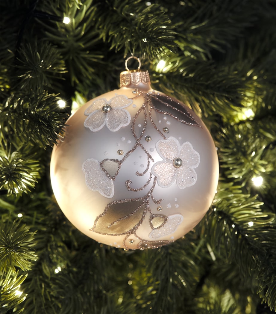 Harrods Glass Flower Bauble Champagne Matt Image 3