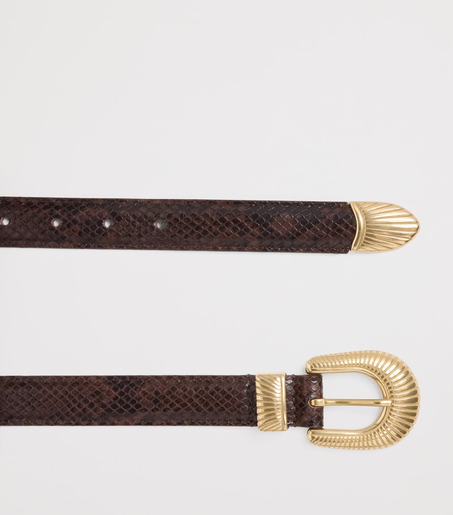 Leather Python-Effect Belt BLACK BROWN Image 4