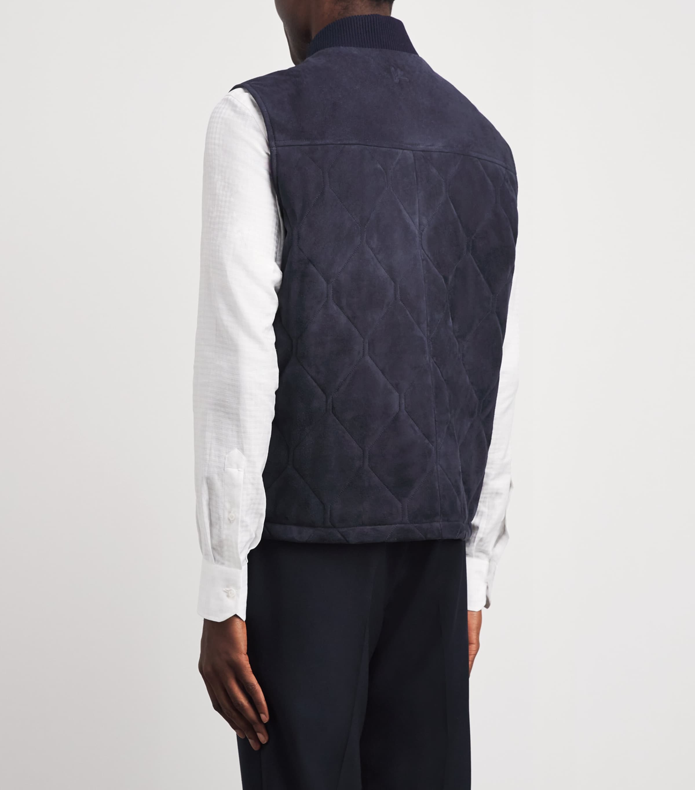 Isaia Mens Suede Quilted Gilet Image 5