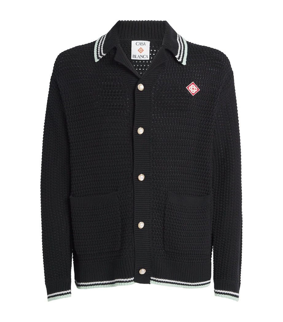 Cotton Crochet Monogram Shirt BLACK Image 1