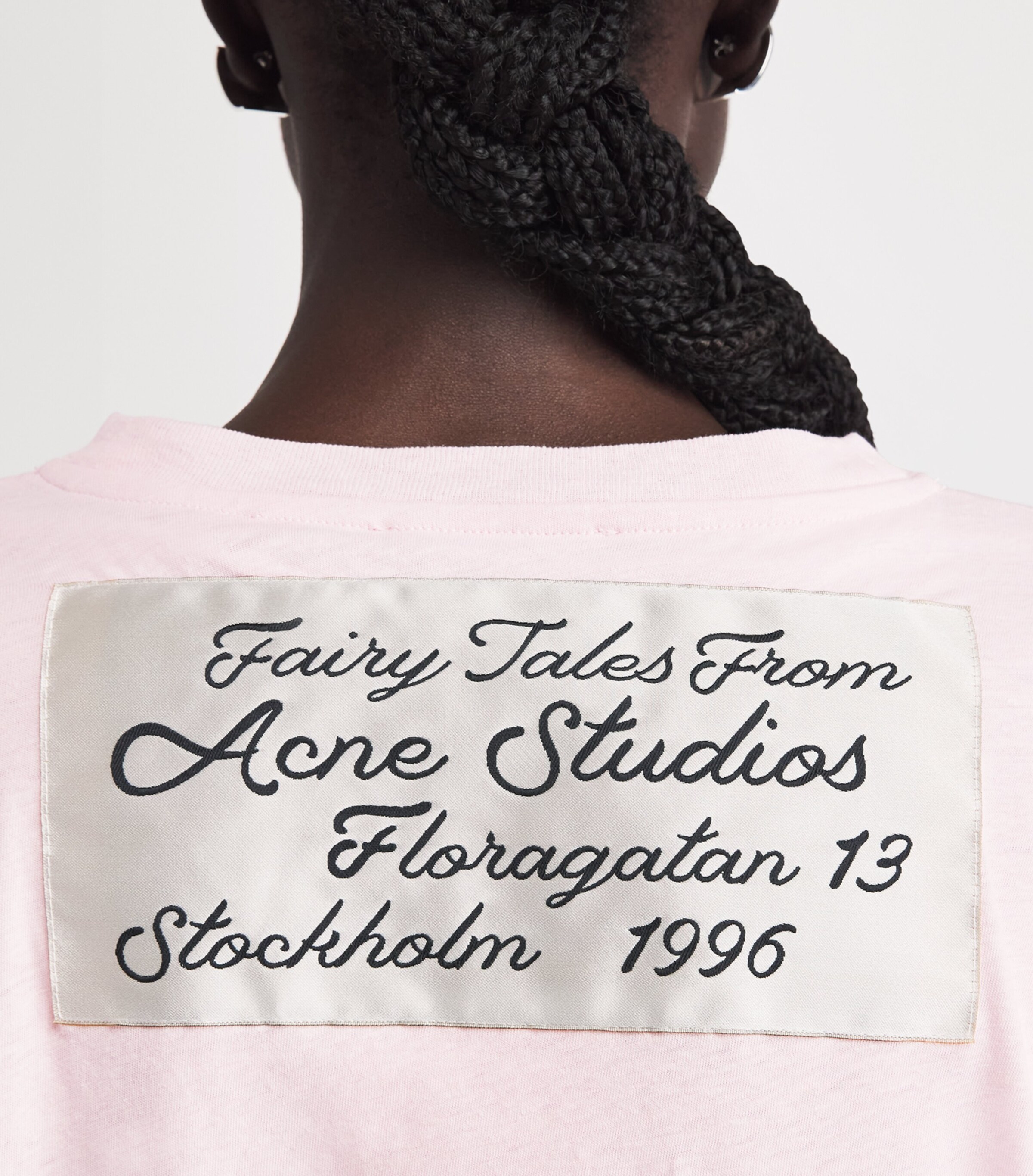 Acne Studios Womens Loose-Fit Cropped T-Shirt Baby Pink Image 3
