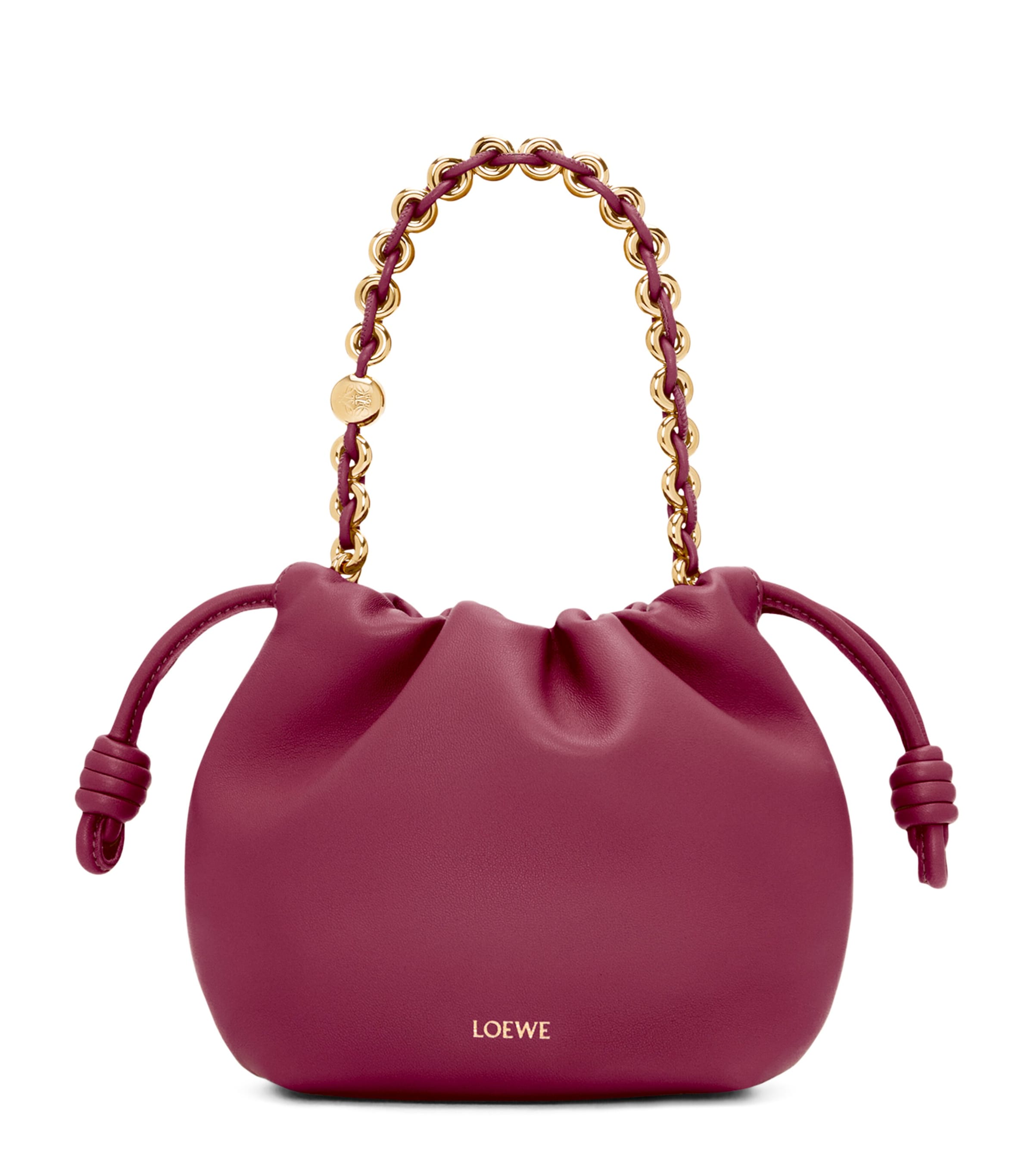 Loewe Mini Leather Flamenco Shoulder Bag In Burgundy