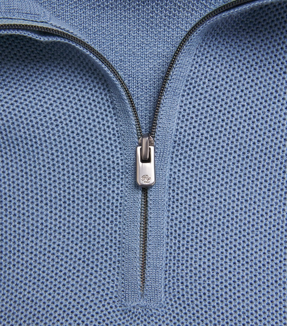 Wool Quarter-Zip Sweater BLUE Image 5