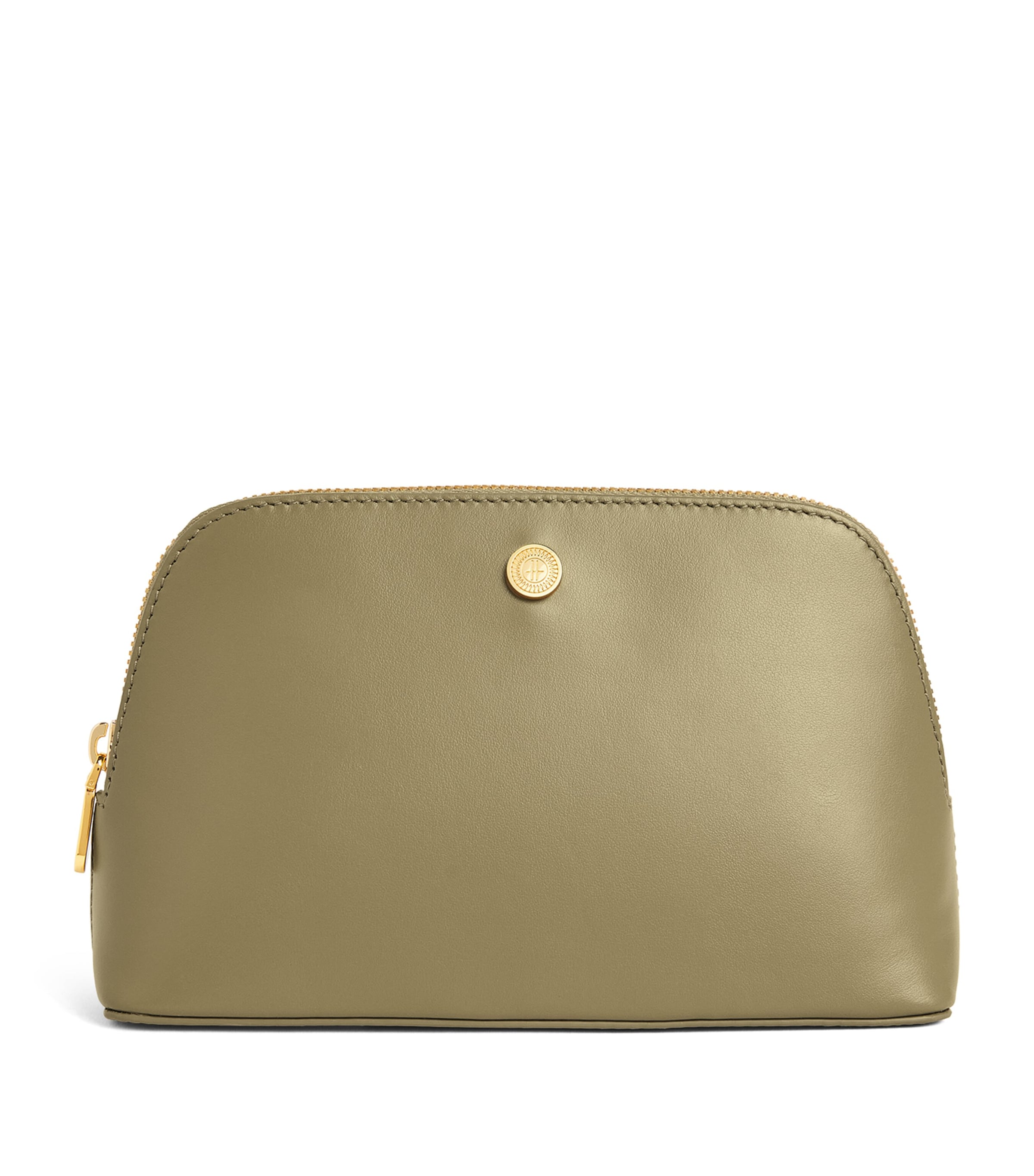 Shop Harrods Small Leather Cosmetic Bag In Green