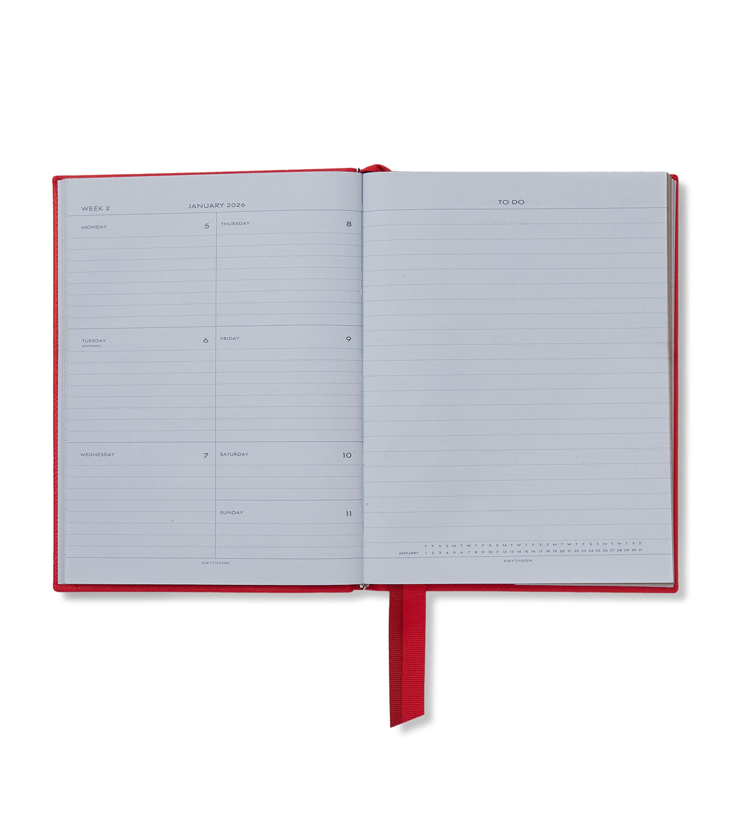 Leather Soho A5 2026 Diary SCARLET RED Image 2