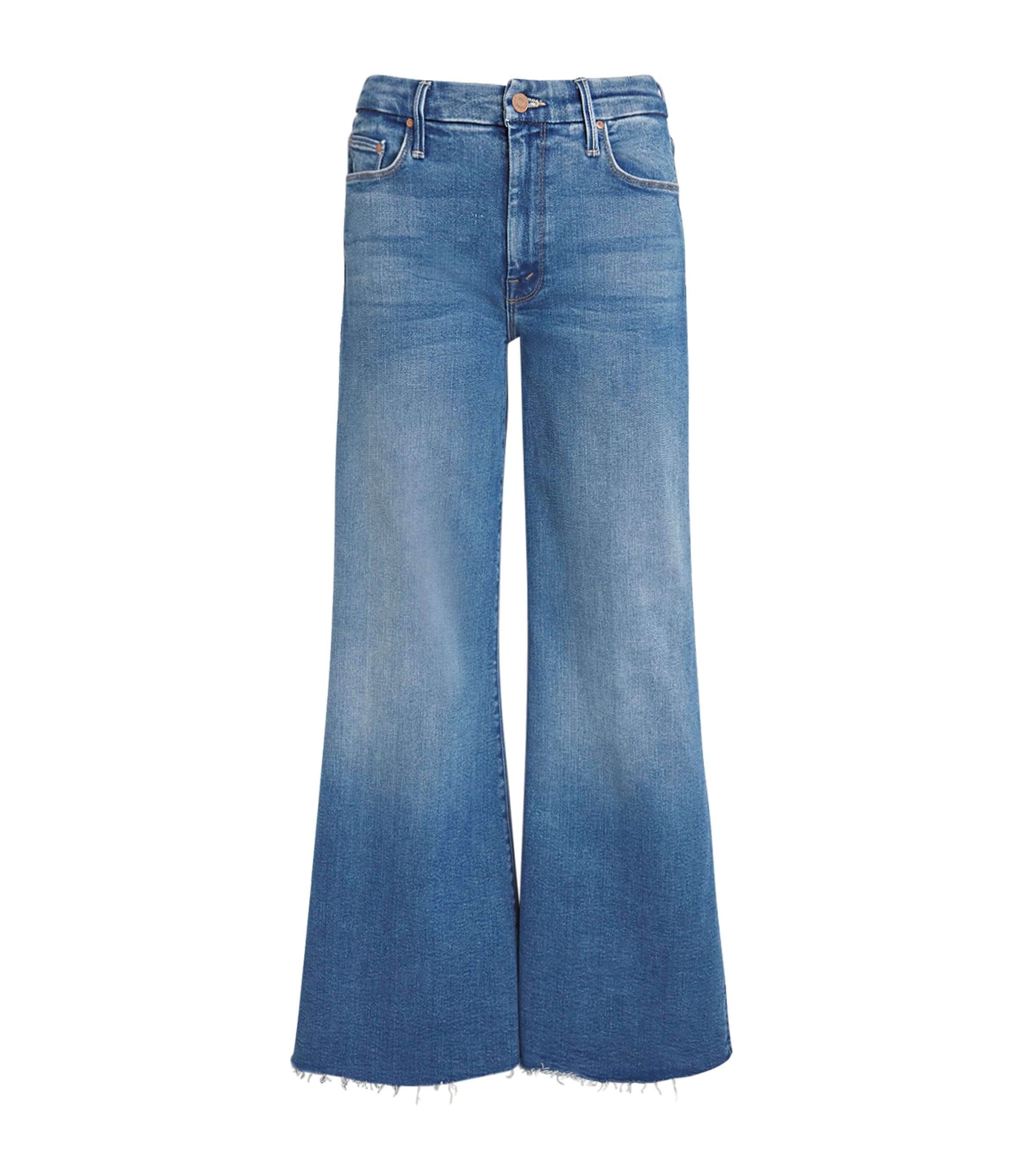 Mother The Lil Roller Fray Wide-leg Jeans In Blue