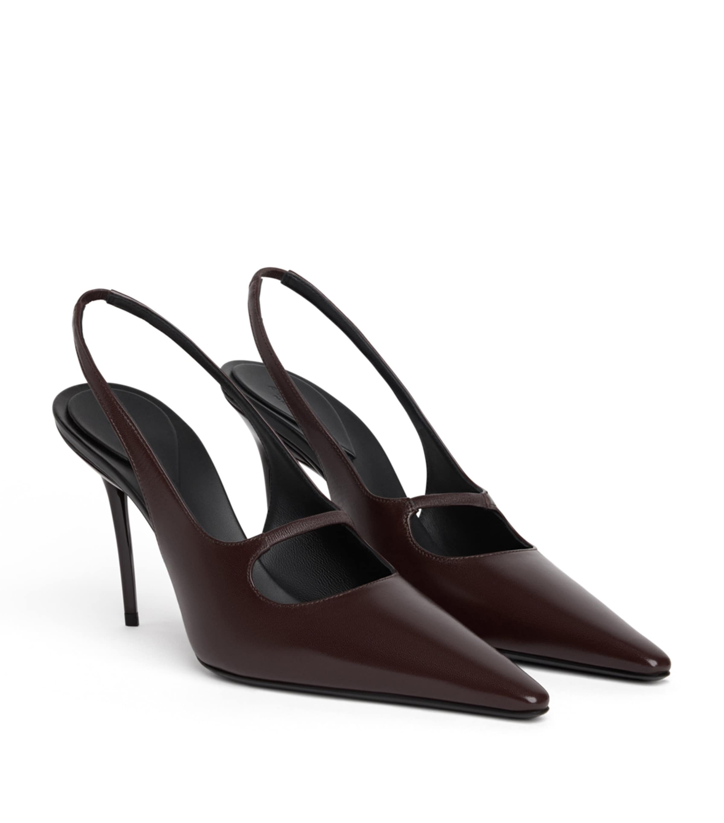 Alaïa Leather Drop Slingback Pumps 80 Dark Brown Image 2