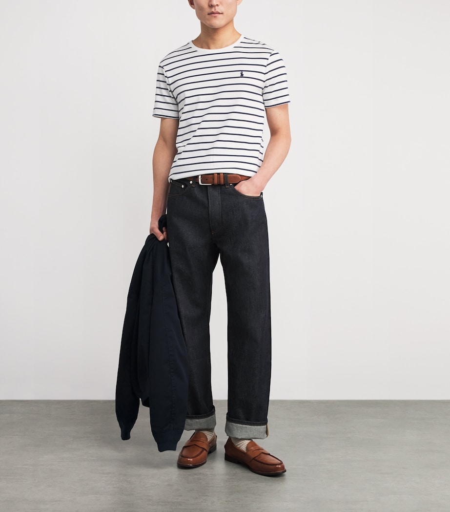 Cotton Stripe Polo Pony Slim T-Shirt WHITE/REFINED NAVY Image 2