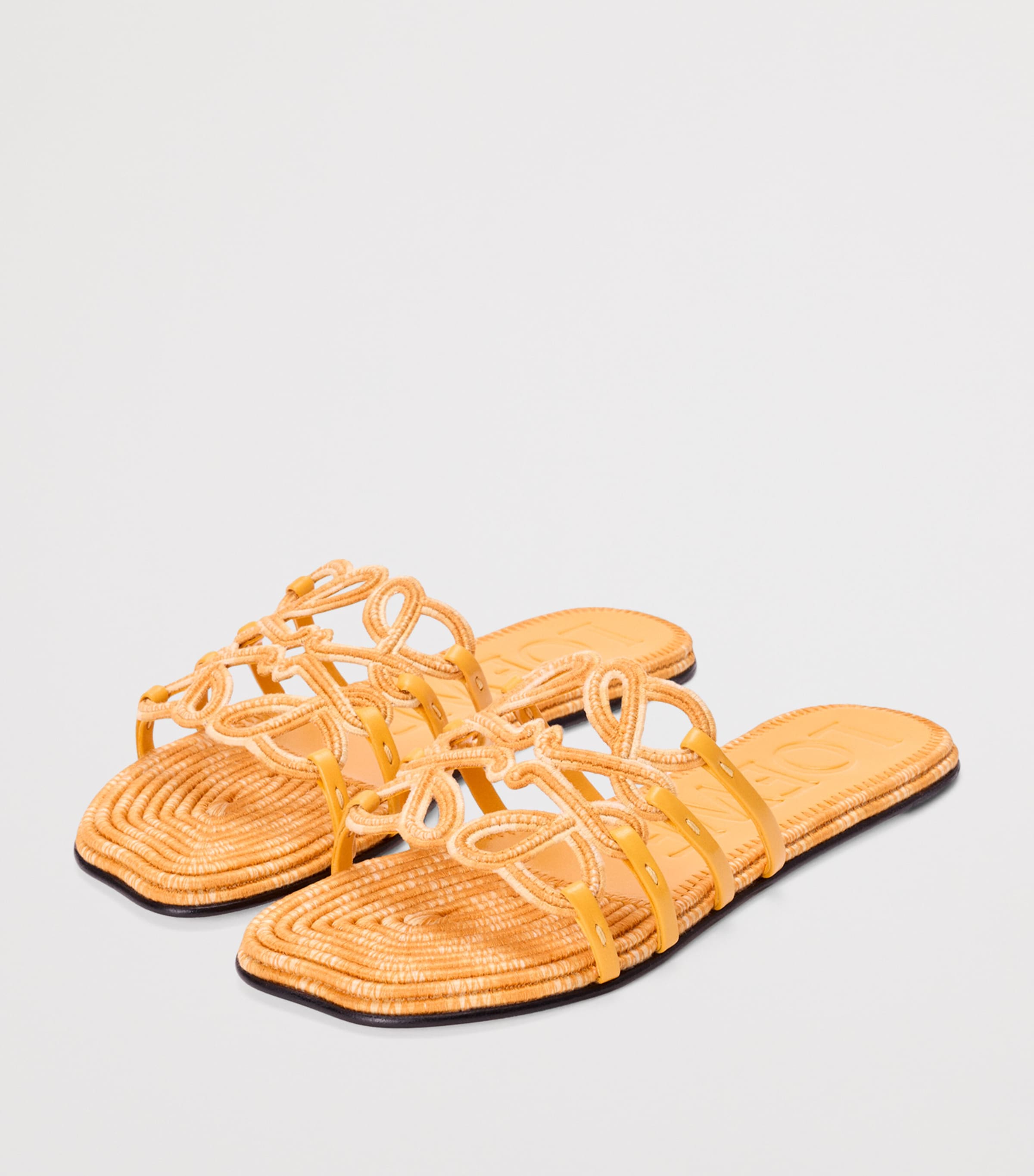 LOEWE x Paula's Ibiza Leather Embroidered Petal Anagram Slides Golden Yellow Image 2