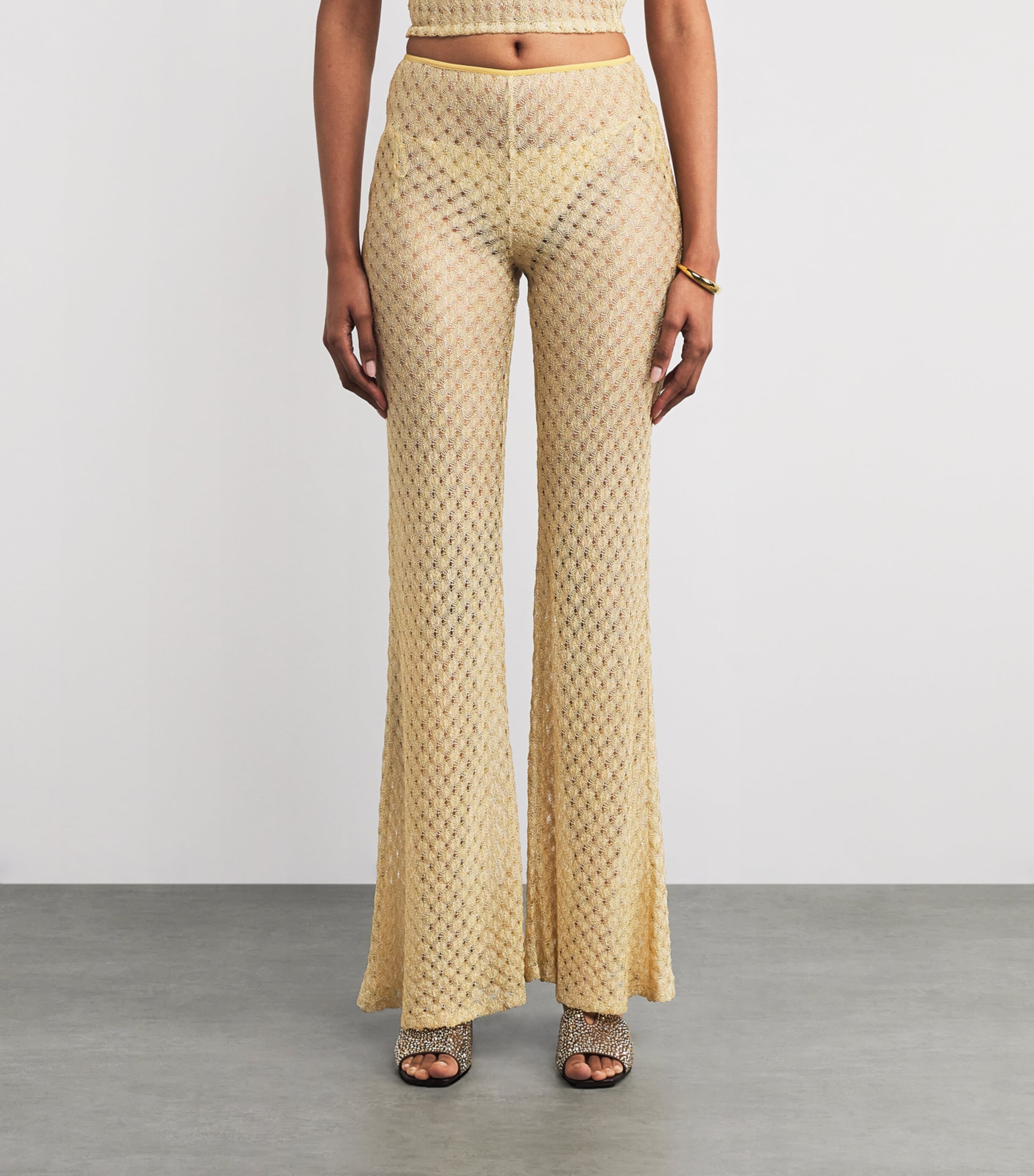 Metallic Flared Trousers S10BYGOLD Image 3