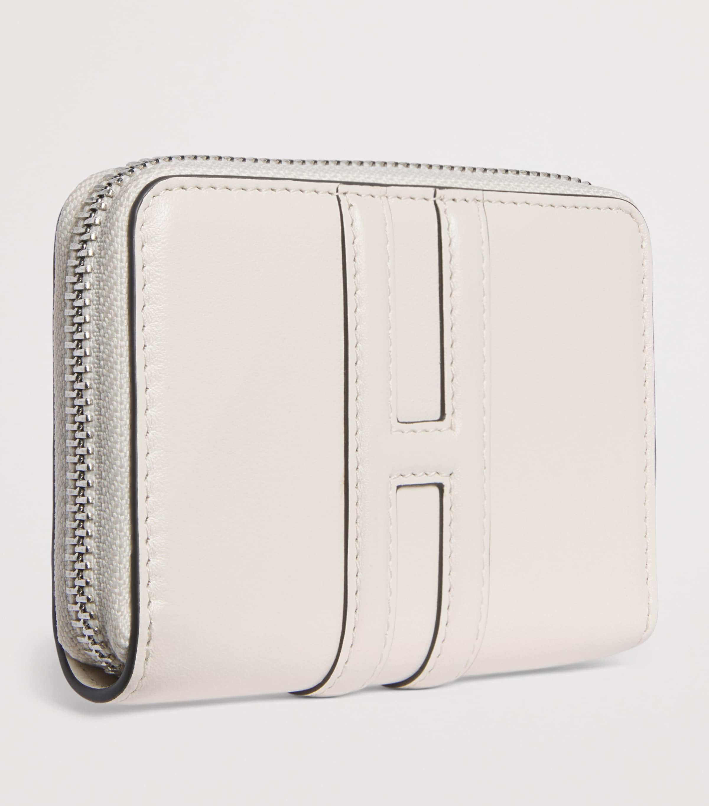 Harrods Leather Zip-Around Purse Ivory Image 2