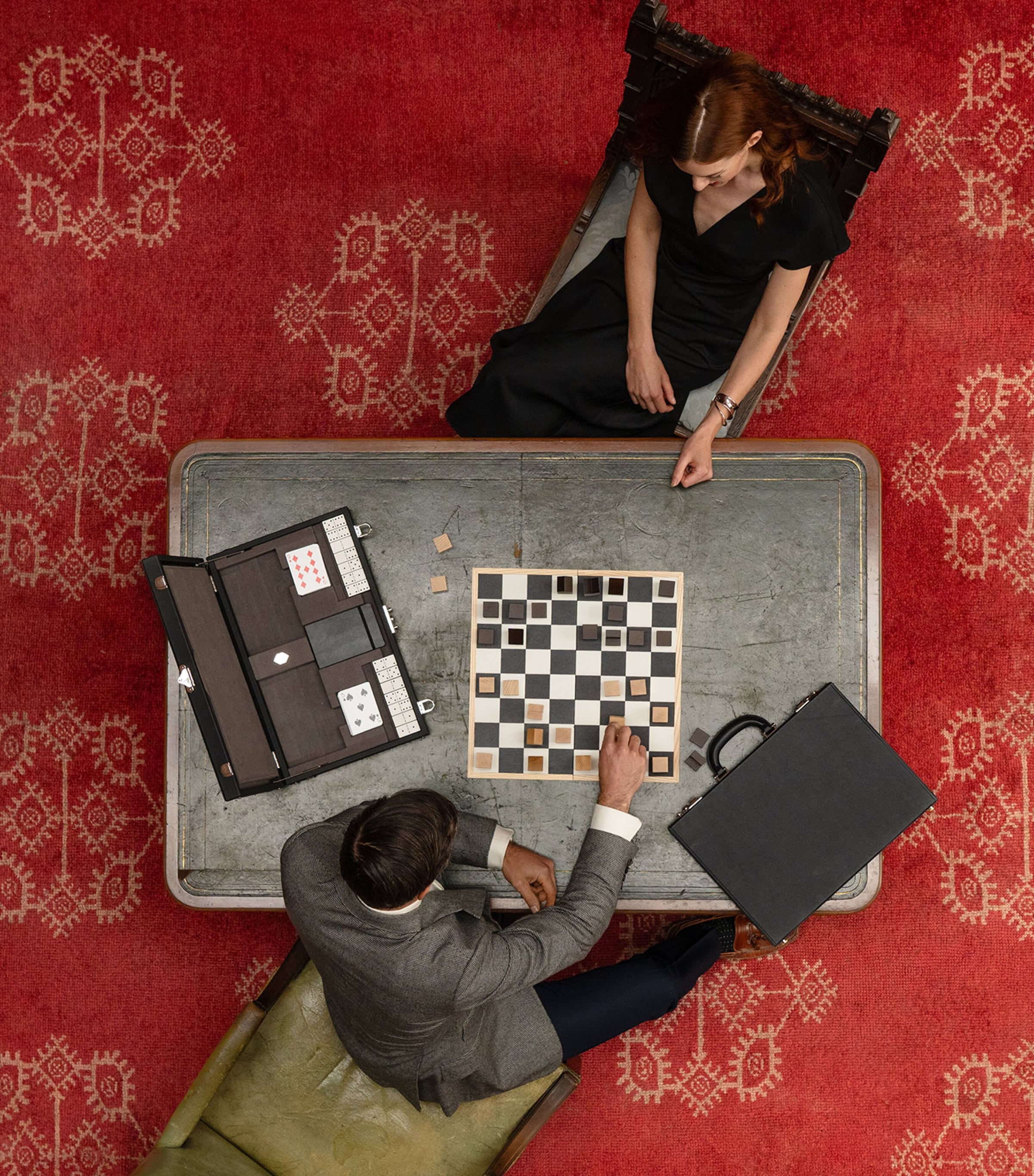 Leather-Maple Wood Chess Set COGNAC & WHEAT Image 8