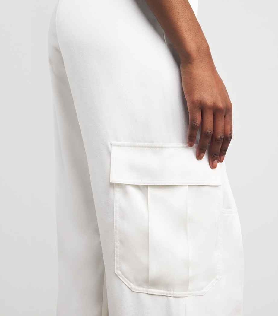 Satin Cargo Trousers 9124 MILKY WHITE Image 6