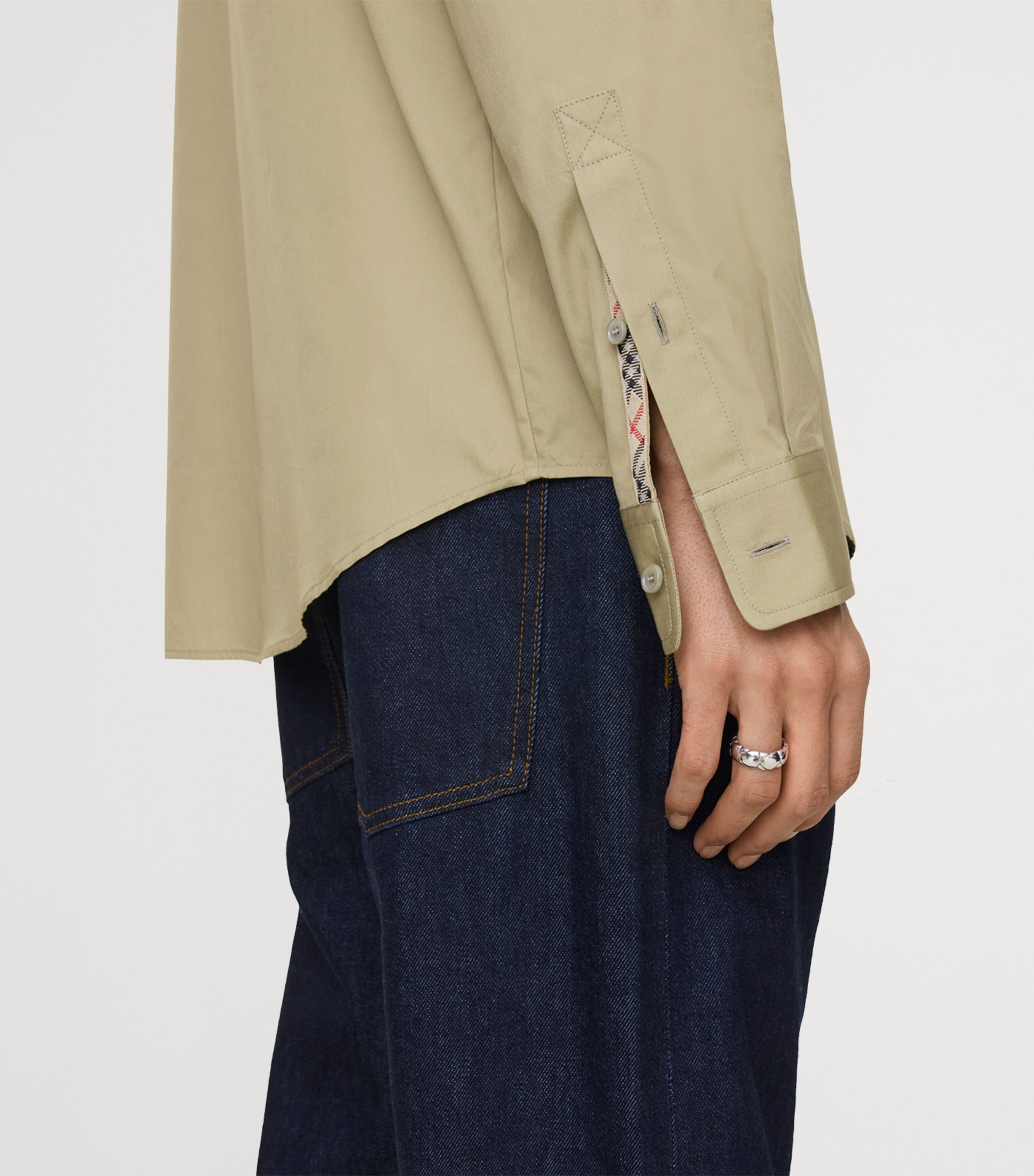 Burberry Mens Cotton Poplin Shirt Sparrow Beige Image 3