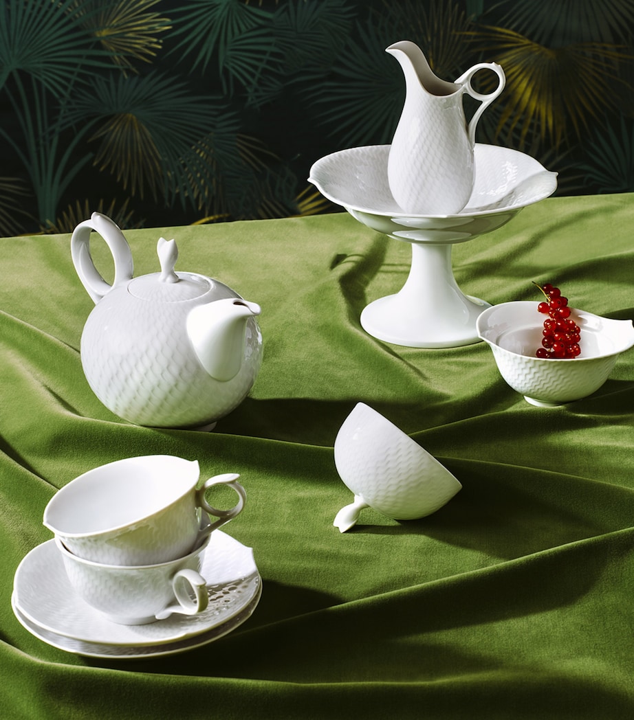 Waves Relief Teacup and Saucer WHITE Image 6