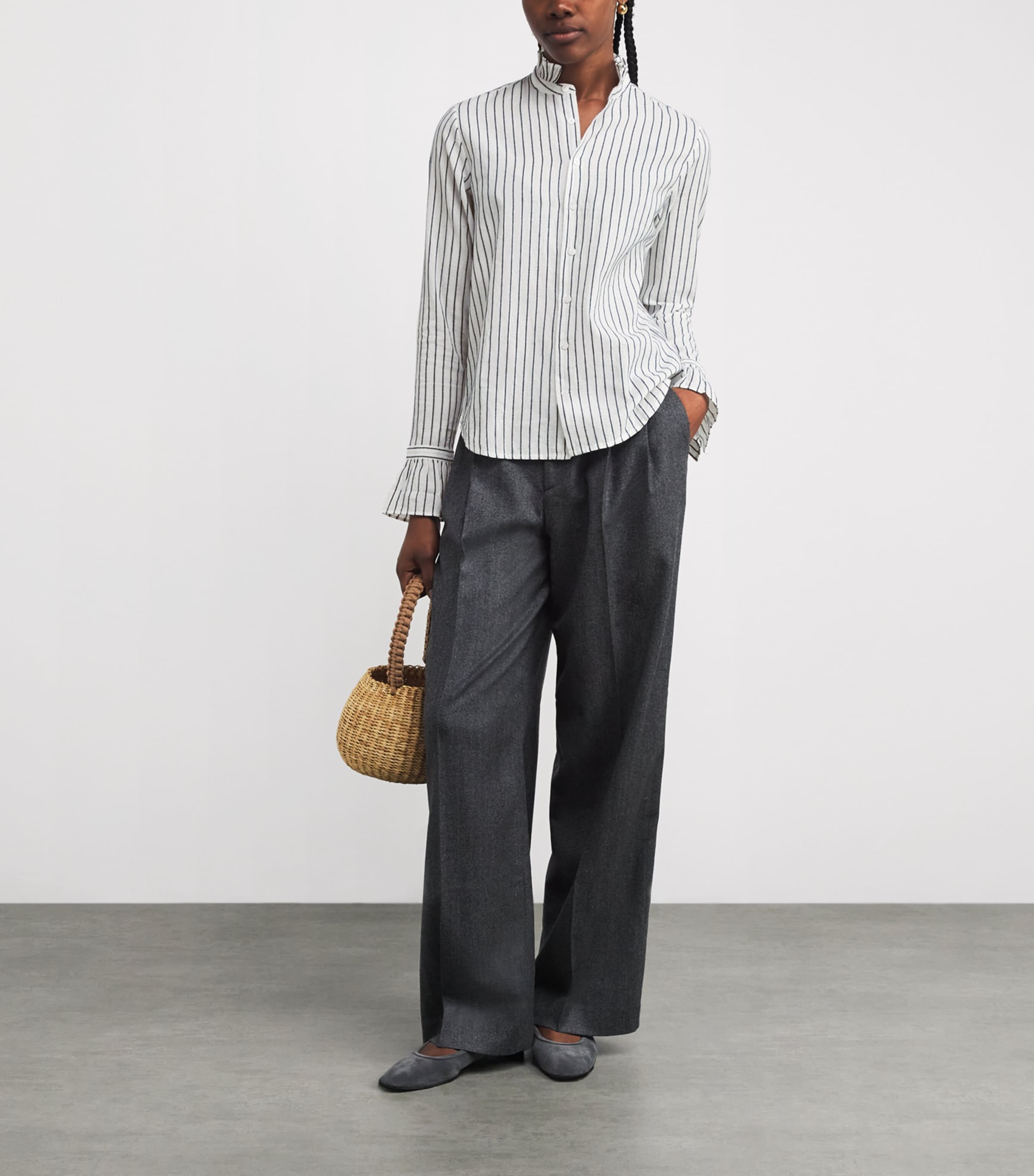 Cotton Voile Kew Blouse NAVY STRIPE Image 2