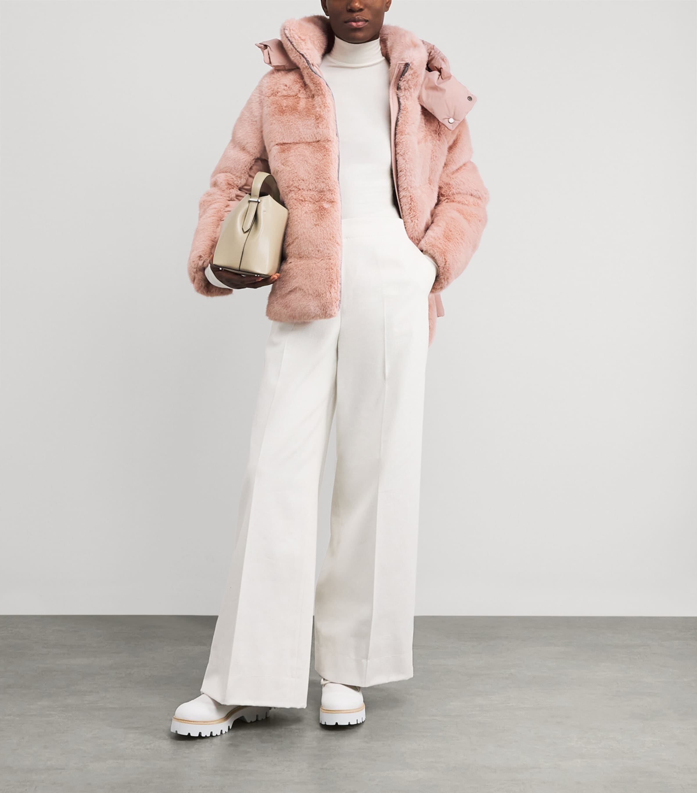 Faux Fur-Trim Cassidy Coat C0681 SEPIA ROSE Image 2