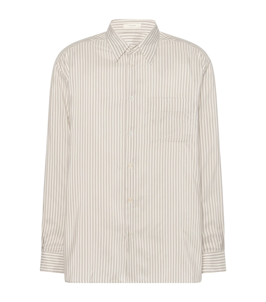 Feme Silk Stripe Shirt WHITE W/ GREY Image 1