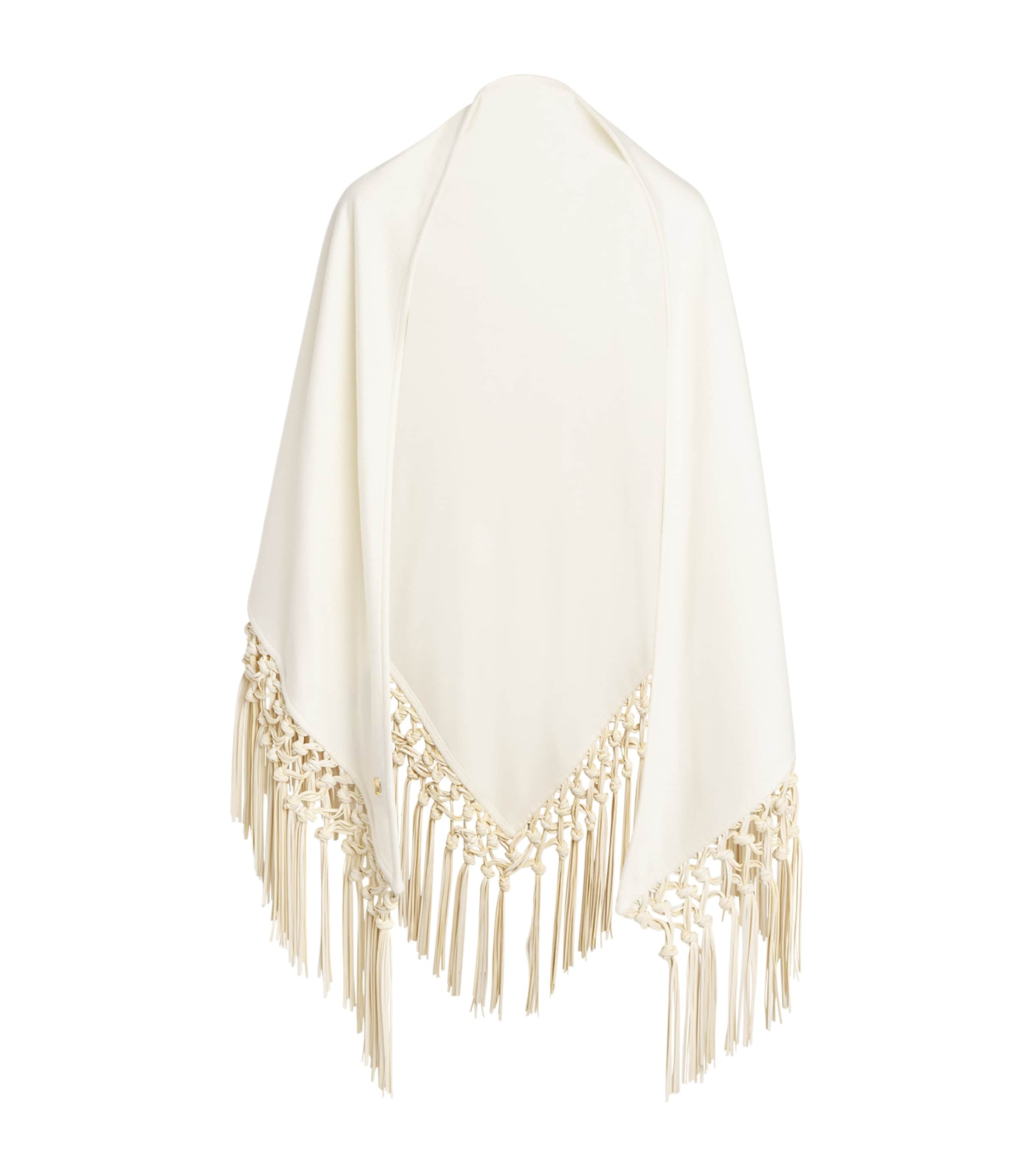 Cashmere-Leather Triangle Shawl 0050 WHITE Image 1