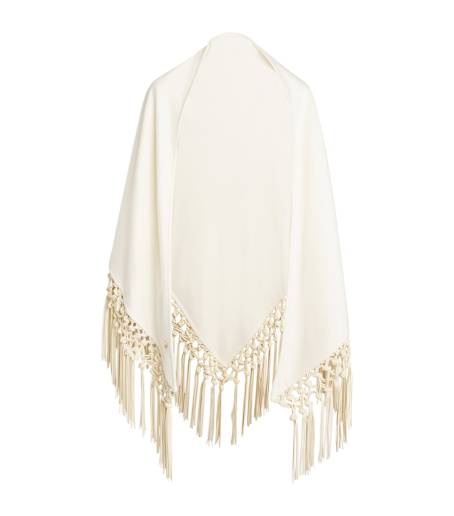 Cashmere-Leather Triangle Shawl 0050 WHITE Image 1