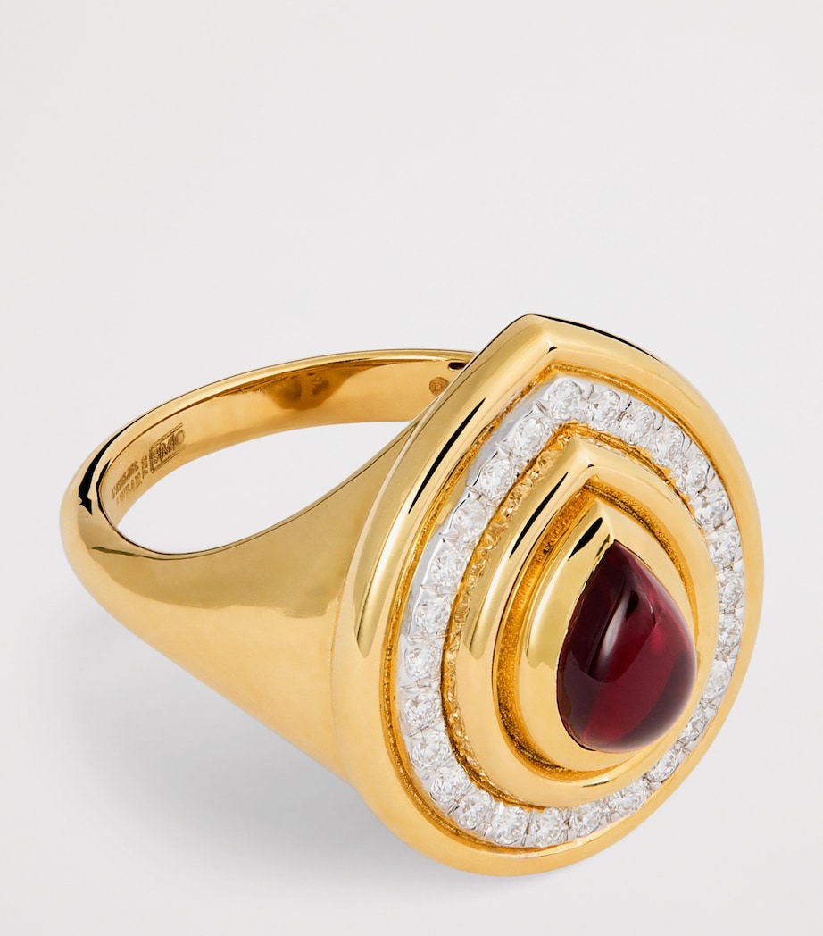 Yellow Gold, Garnet and Diamond Lot N*91 Mimette Drop Pinky Ring YELLOW GOLD Image 4