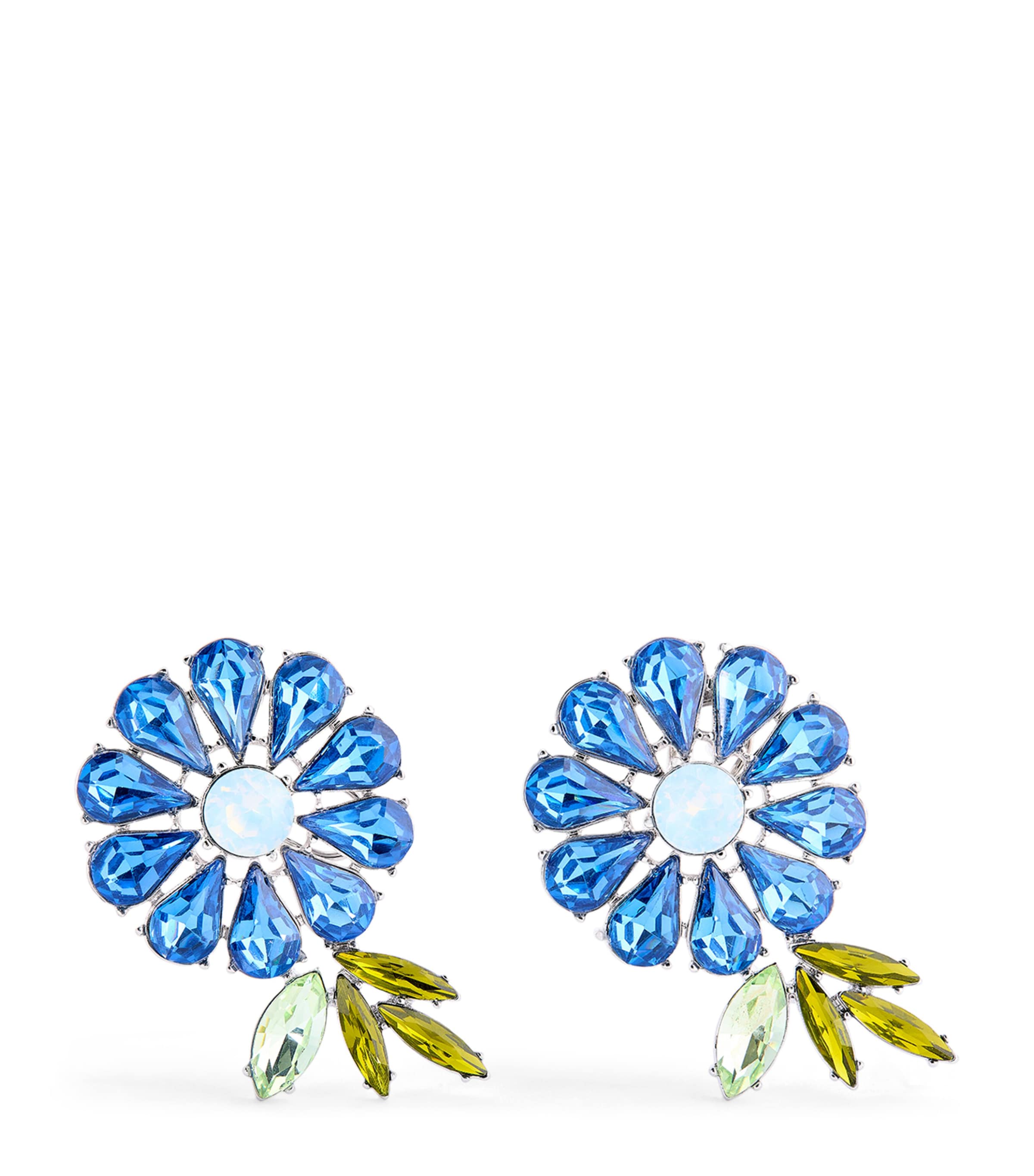 Carolina Herrera Crystal Daisy Drop Earrings In Blue