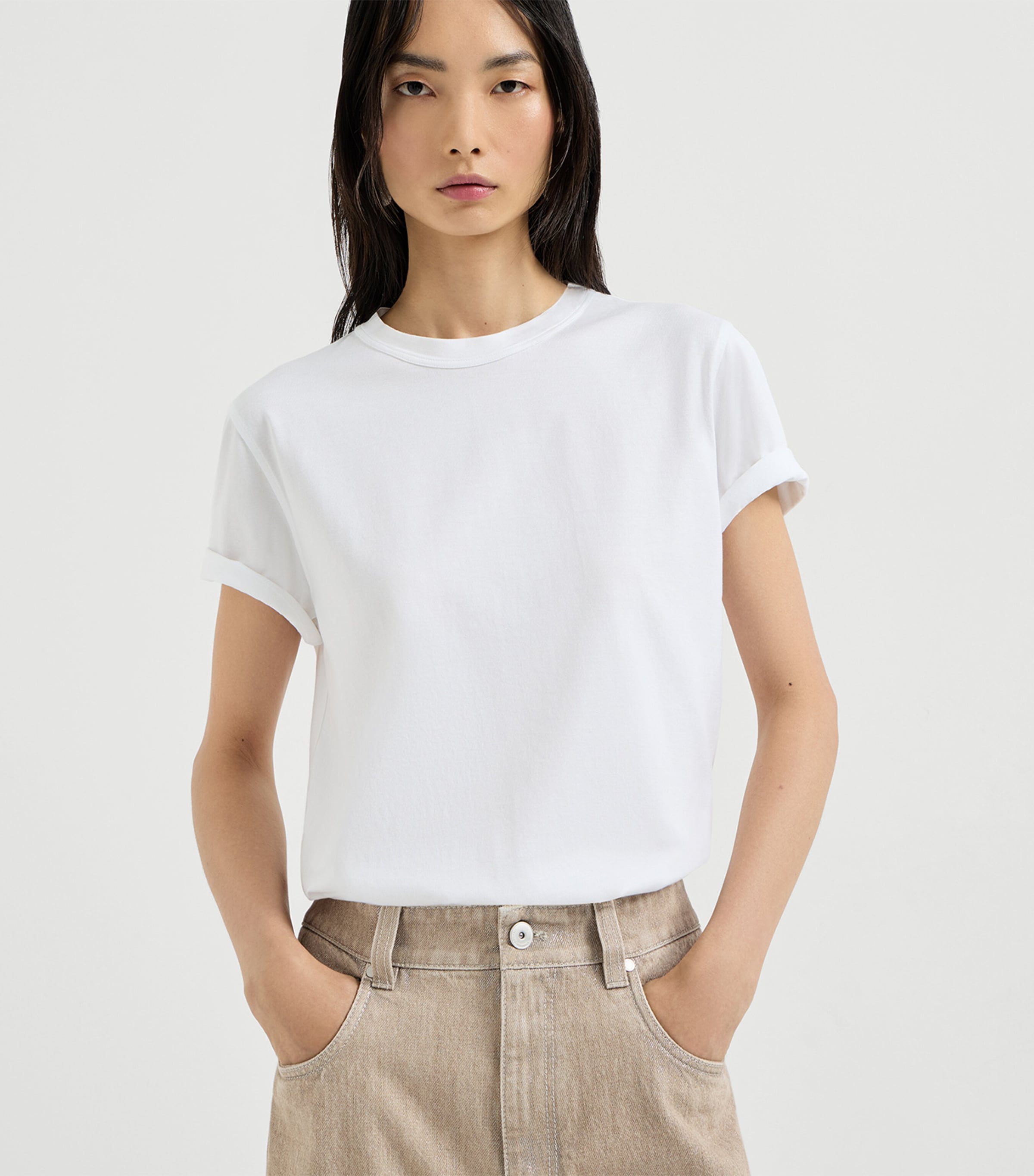 Brunello Cucinelli Womens Cotton Crew-Neck T-Shirt Image 3