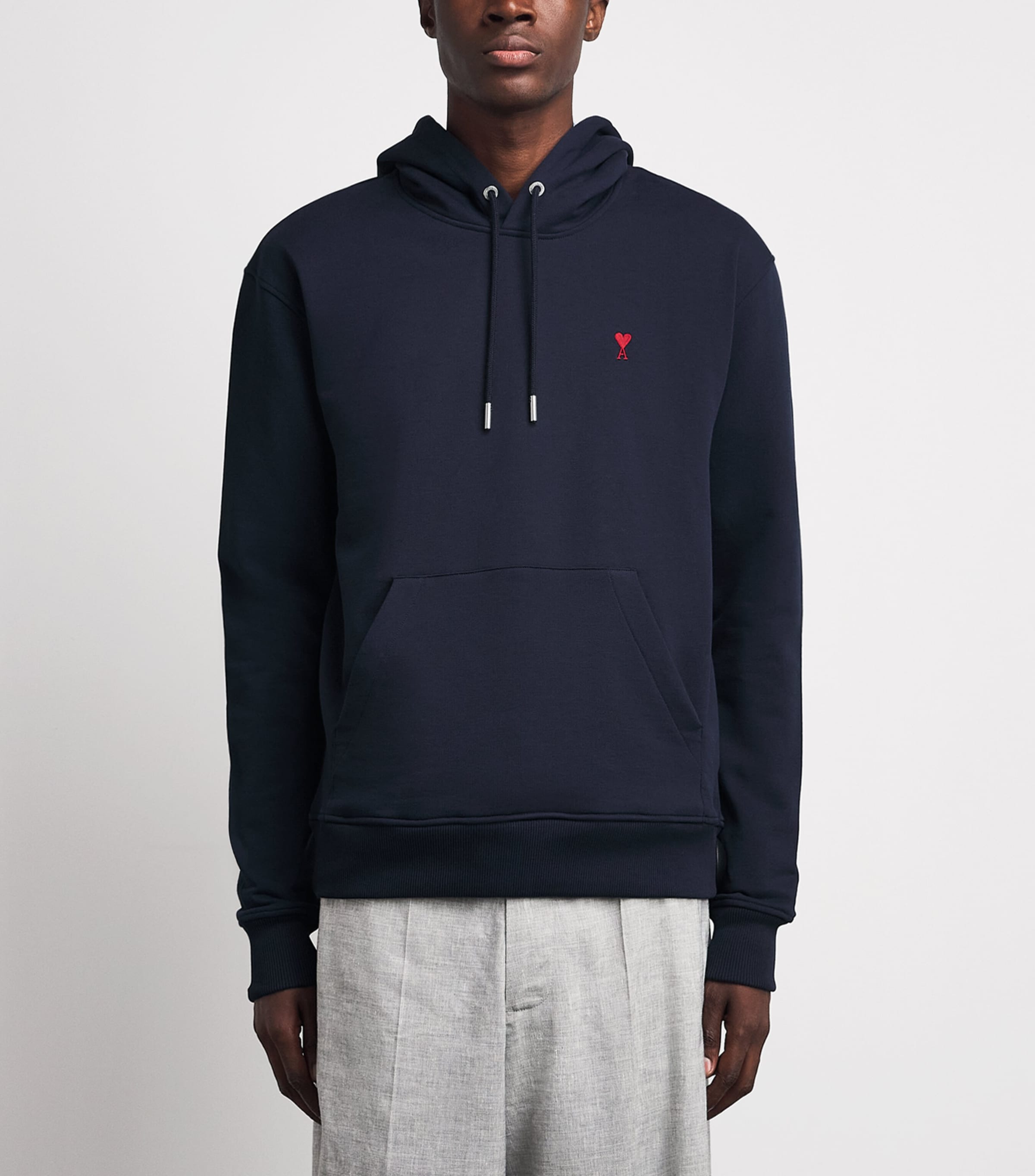 AMI Paris Mens Ami de Coeur Hoodie Bleu Nuit Image 4