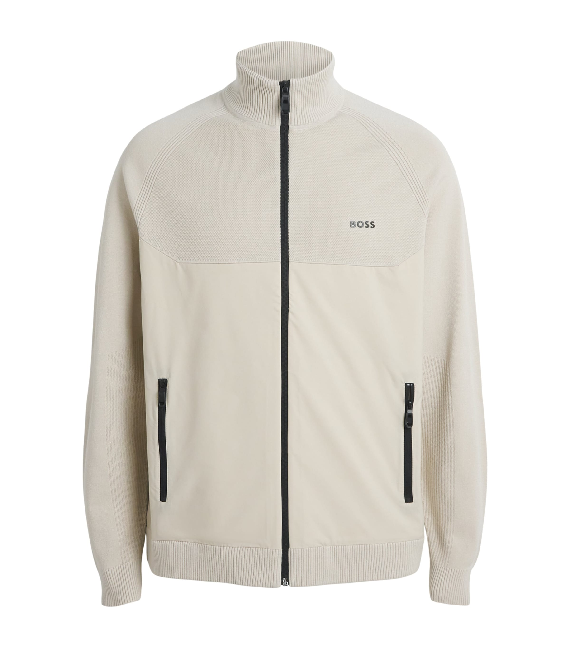 BOSS Mens Knitted Hybrid Jacket Light Image 1