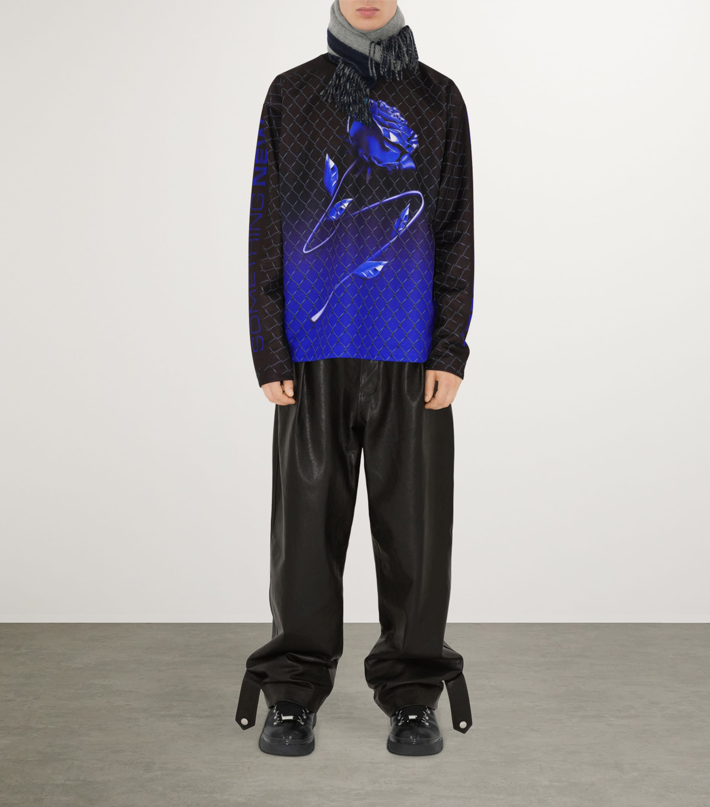 Cashmere Reversible Scarf GREY / NAVY Image 3