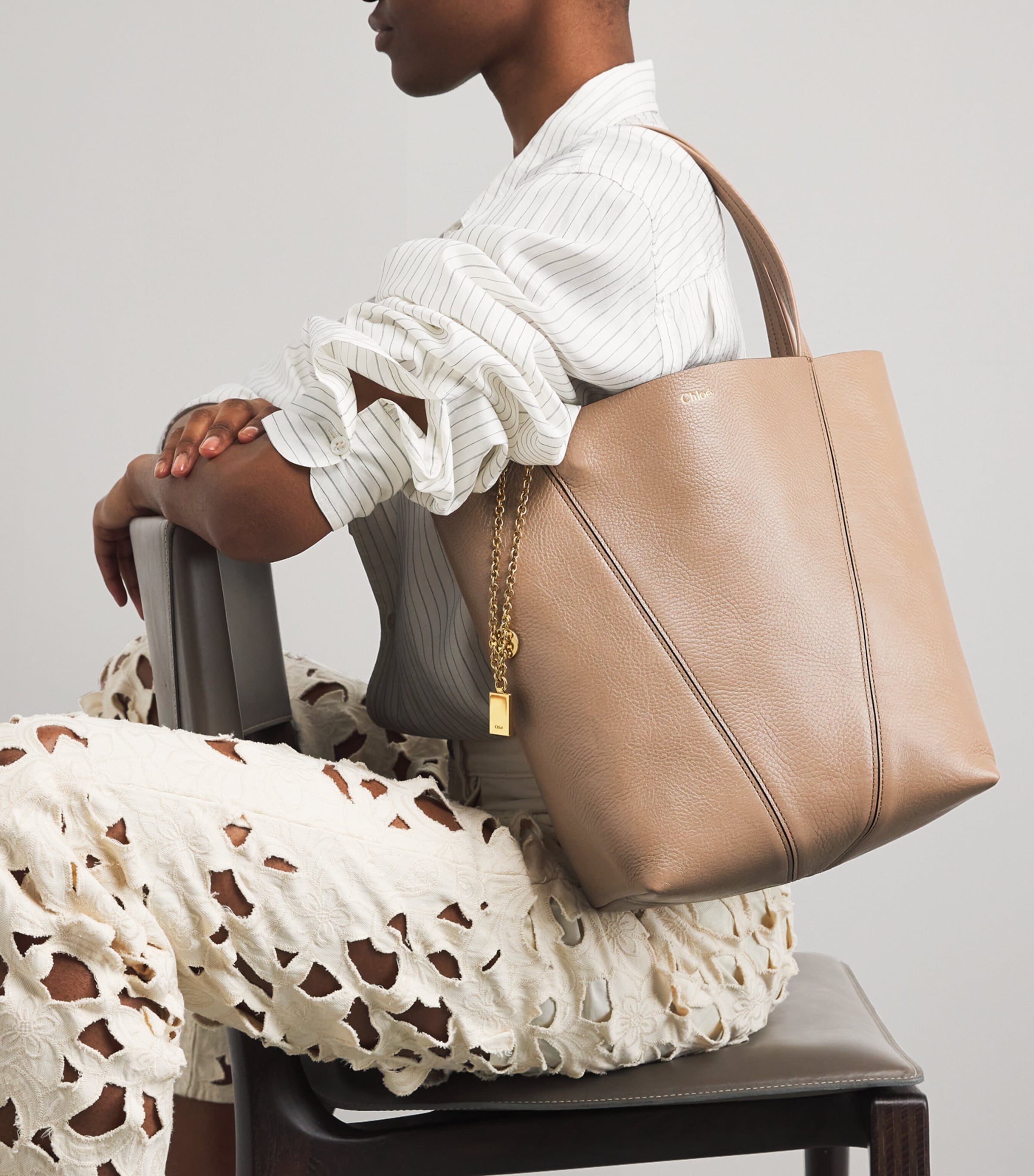 Chloé Medium Leather Spin Tote Bag Bag Woodrose Image 5