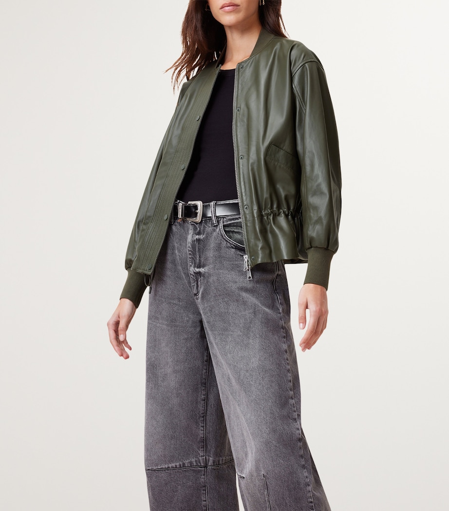 Leather Sofi Bomber Jacket MILITARY GREEN Image 6