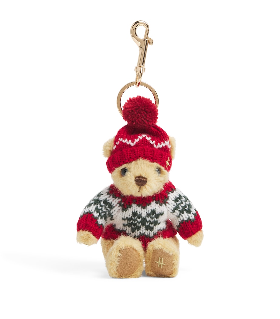 Harrods Christmas Bear Keyring Green Image 1