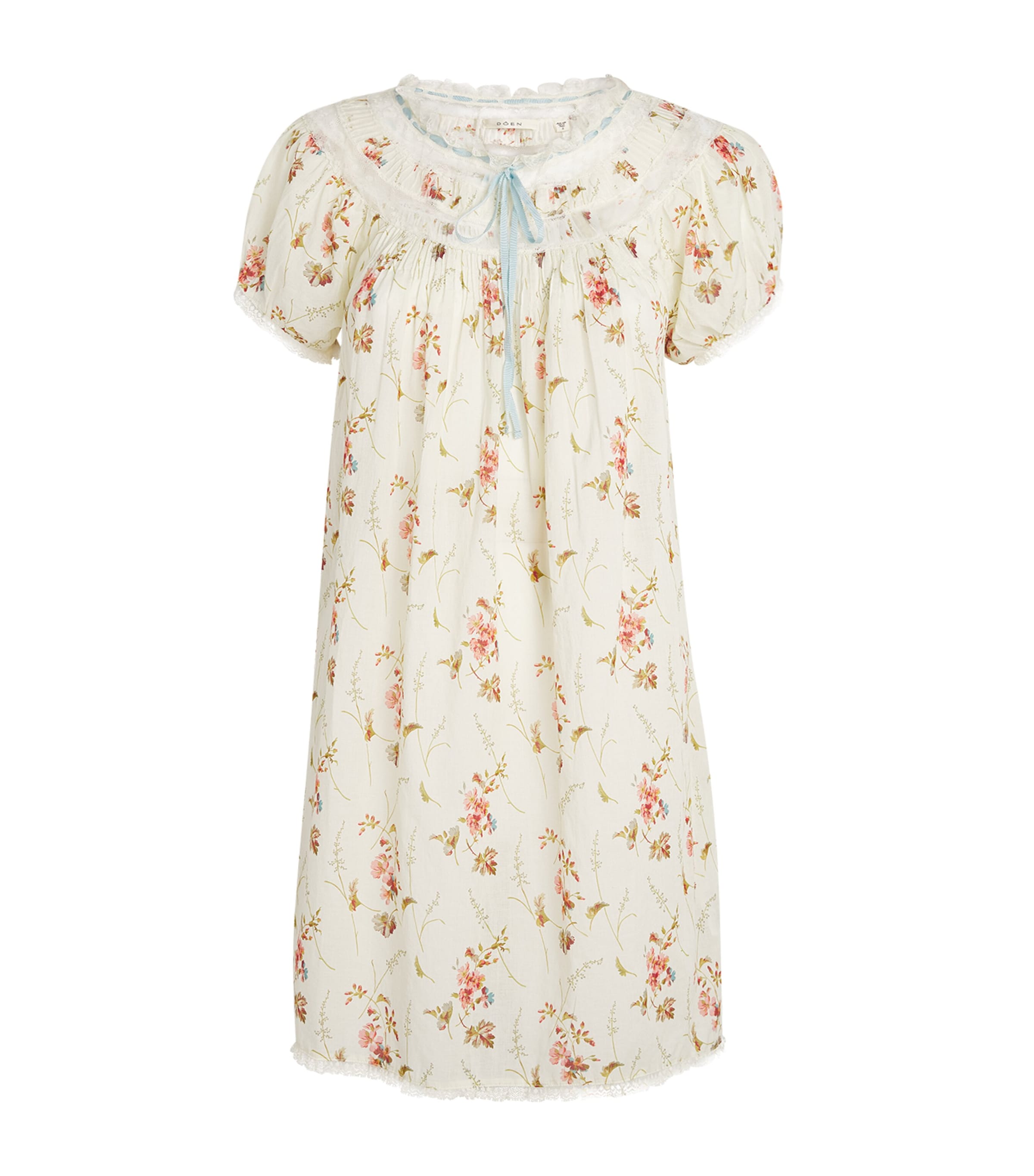 DÔEN Womens Organic Cotton Daphne Mini Dress Blanc Prairie Rose Image 1