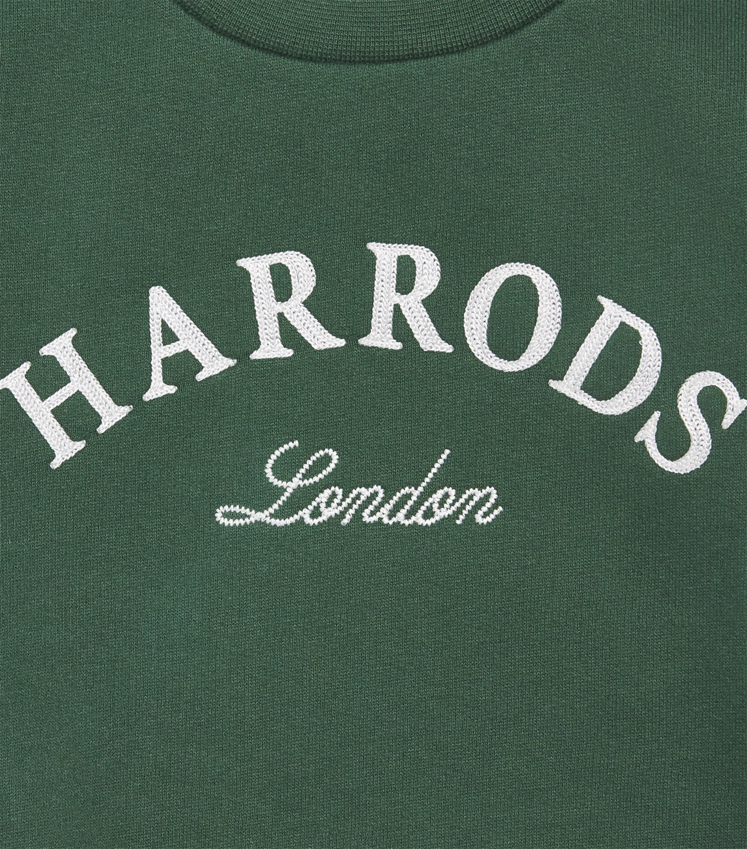 Harrods Cotton Logo Embroidered Sweatshirt (2-8 Years) Green Image 3