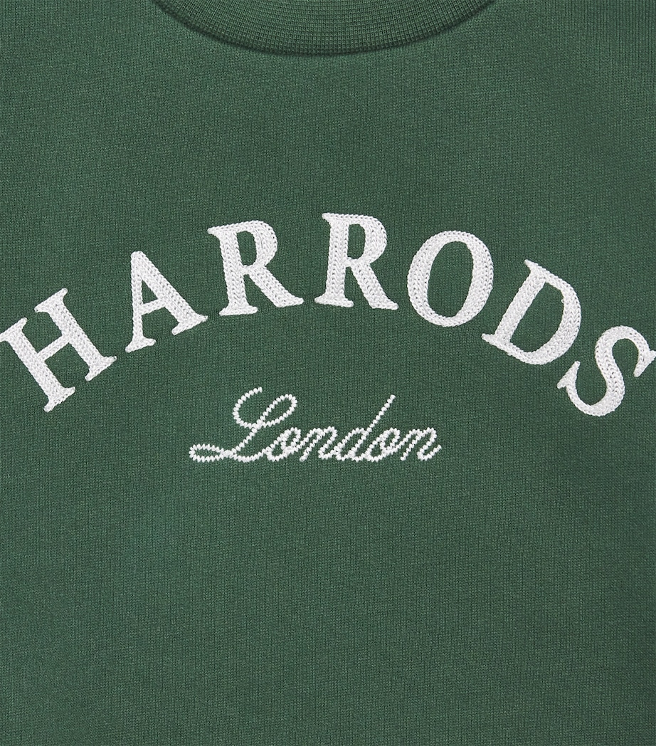 Harrods Cotton Logo Embroidered Sweatshirt (2-8 Years) Green Image 3