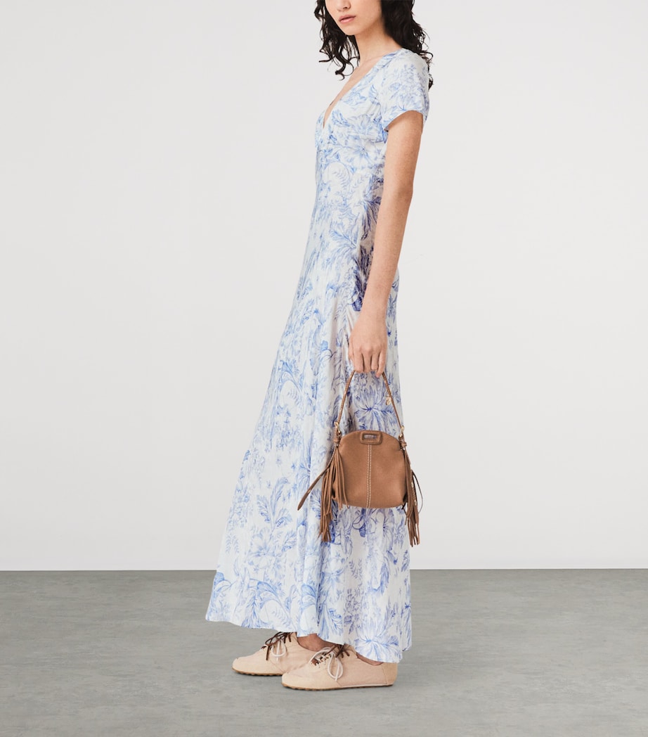 Maje Womens Floral Maxi Dress Sky Blue Large Image 2