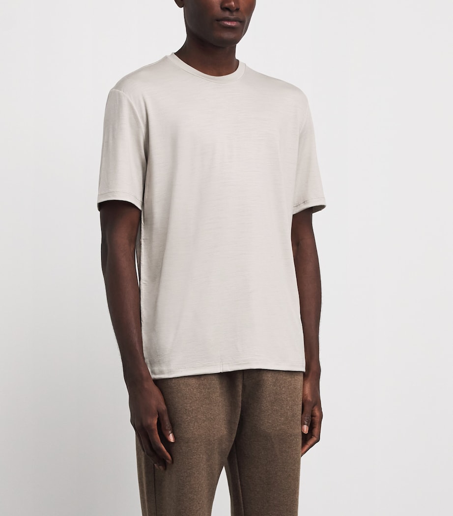 Herno Mens Wool Logo T-Shirt Chantilly Image 4